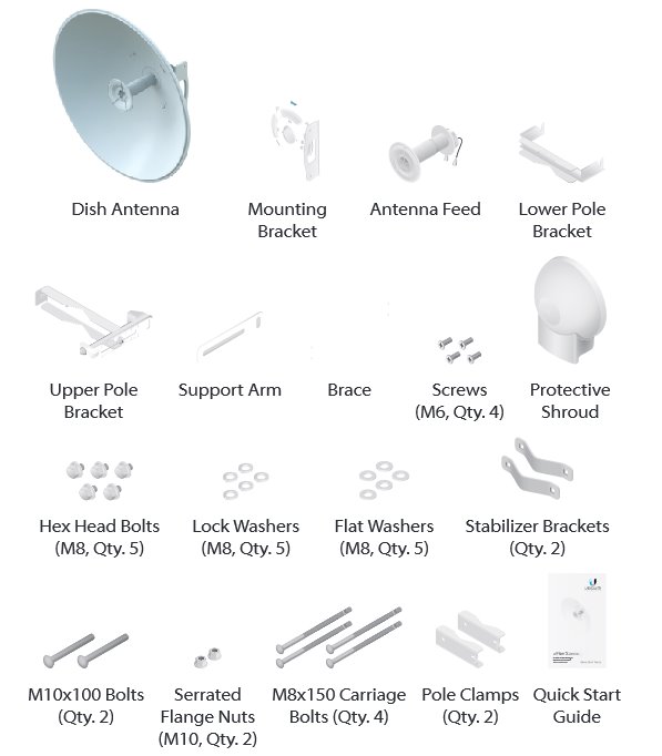 Obrázek Ubiquiti airFiber Dish 30dBi, 5GHz, Slant 45