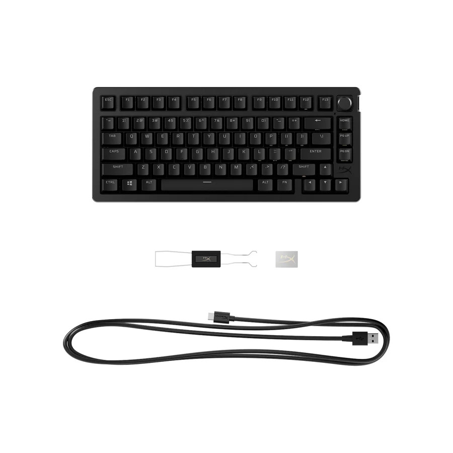 Obrázek HP HyperX 75 Alloy Rise/Drátová USB/US layout/Černá