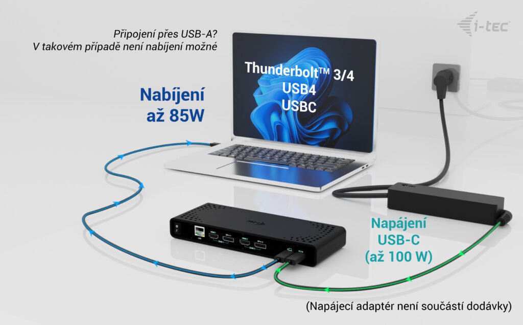 Obrázek i-tec Universal Dual 4K Display Docking Station, Power Delivery 85W