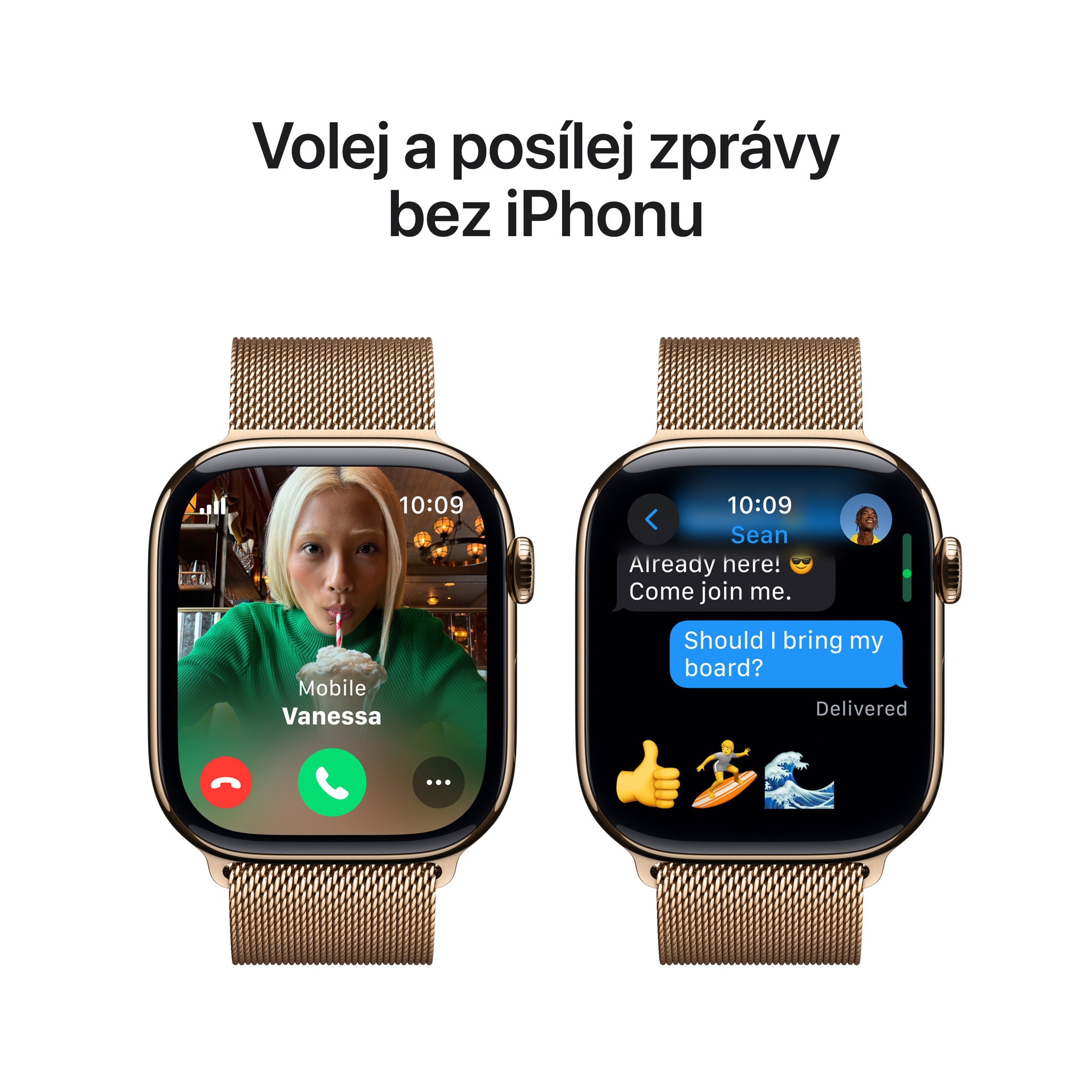 Obrázek Apple Watch Series 10 GPS + Cellular 46mm Zlatý titan se zlatým milánským tahem - M/L