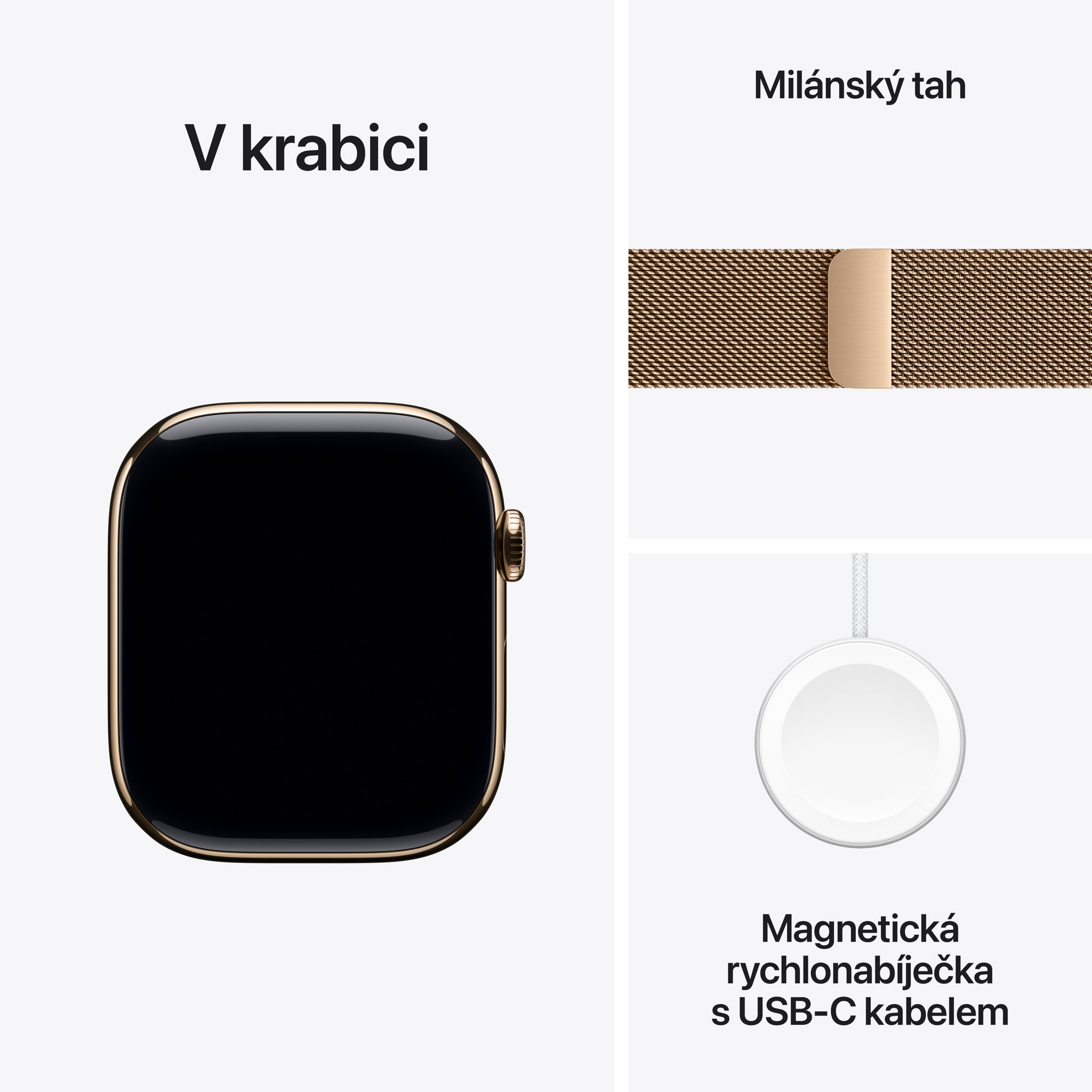 Obrázek Apple Watch Series 10 GPS + Cellular 46mm Zlatý titan se zlatým milánským tahem - M/L