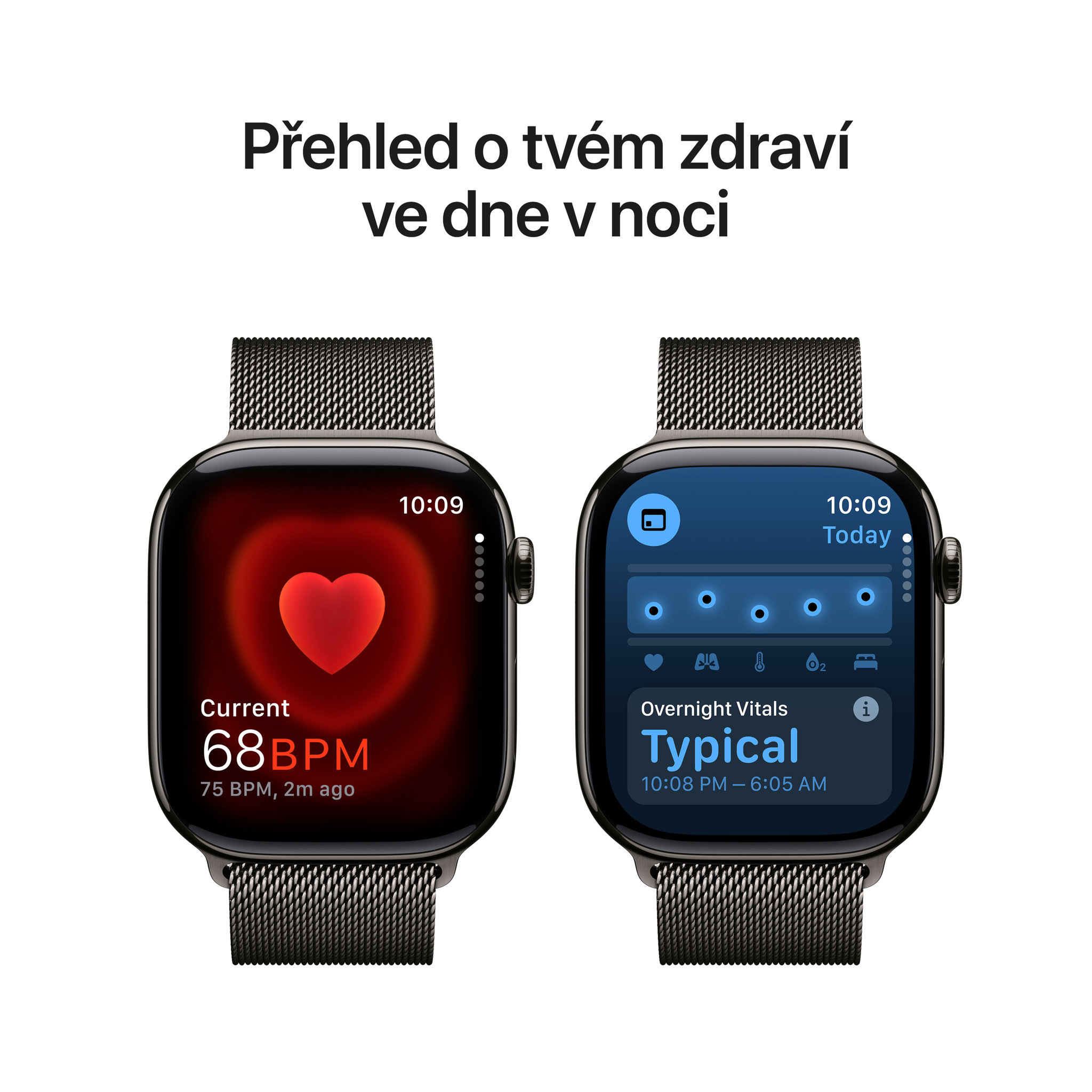 Obrázek Apple Watch Series 10 GPS + Cellular 46mm Břidlicově šedý titan s břidlicově šedým milánským tahem - S/M