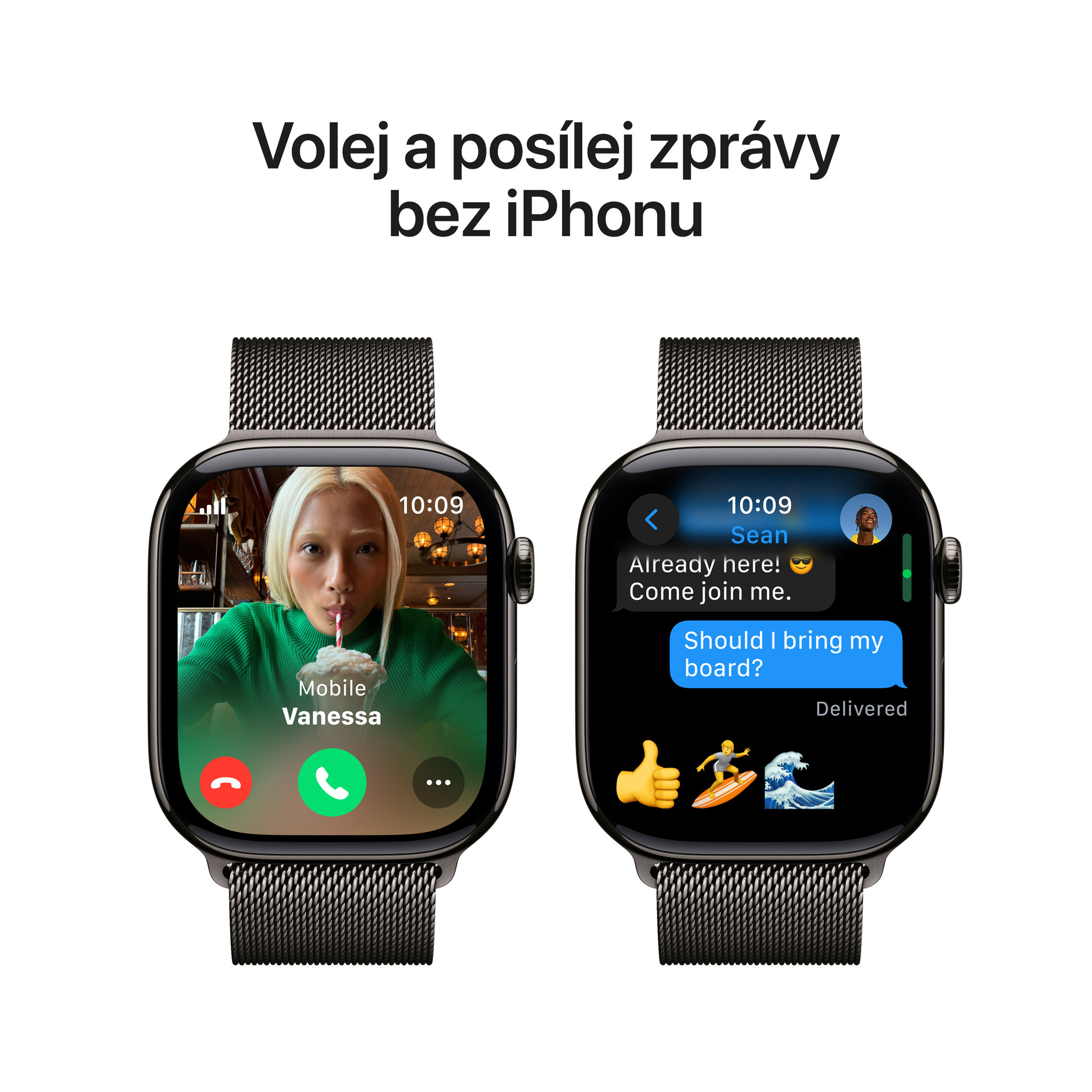 Obrázek Apple Watch Series 10 GPS + Cellular 46mm Břidlicově šedý titan s břidlicově šedým milánským tahem - S/M