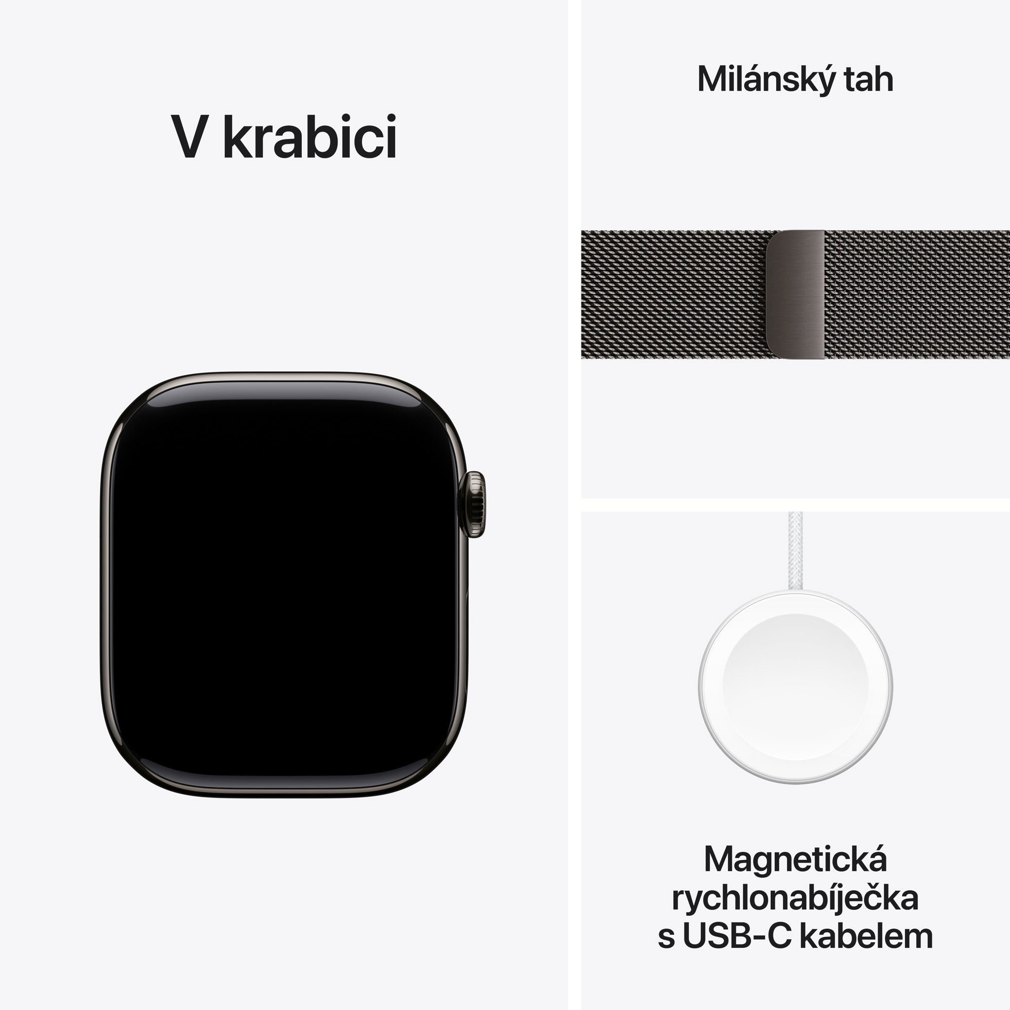 Obrázek Apple Watch Series 10 GPS + Cellular 46mm Břidlicově šedý titan s břidlicově šedým milánským tahem - S/M