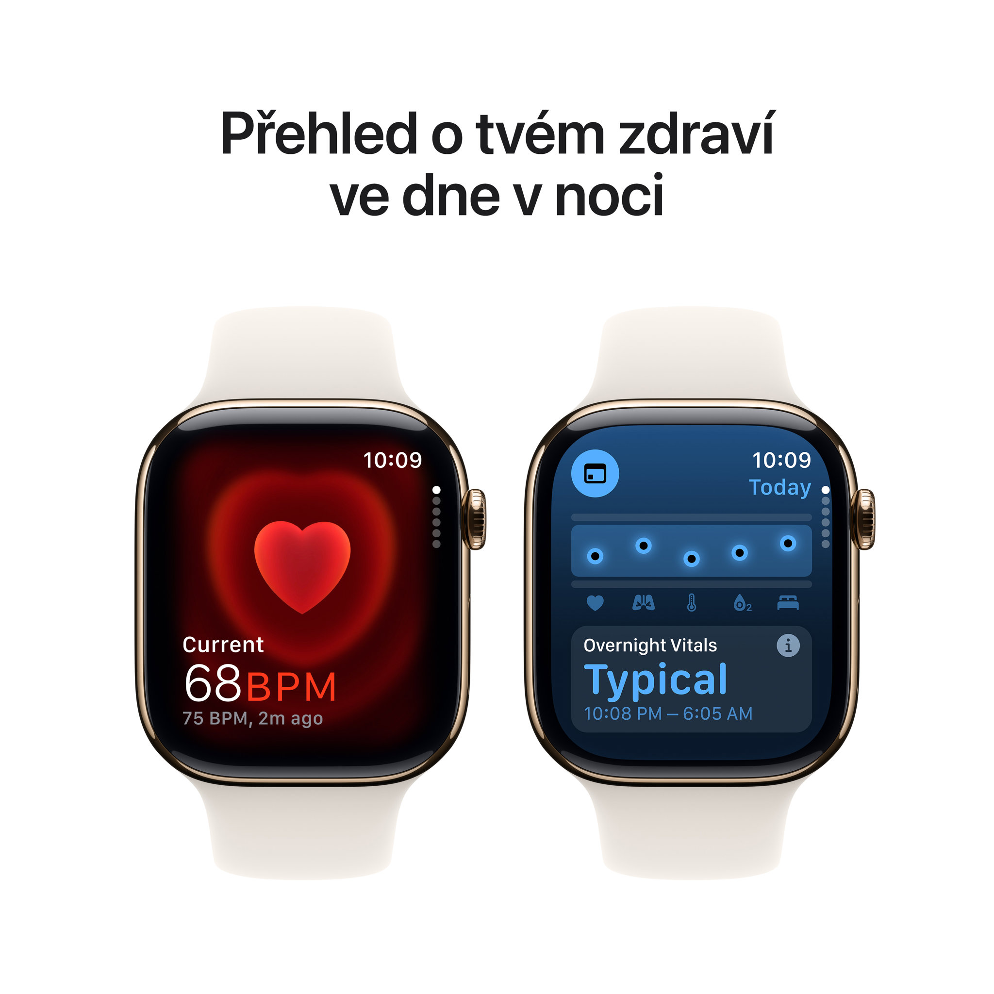 Obrázek Apple Watch Series 10 GPS + Cellular 46mm Zlatý titan s hvězdně bílým sportovním řemínkem - S/M