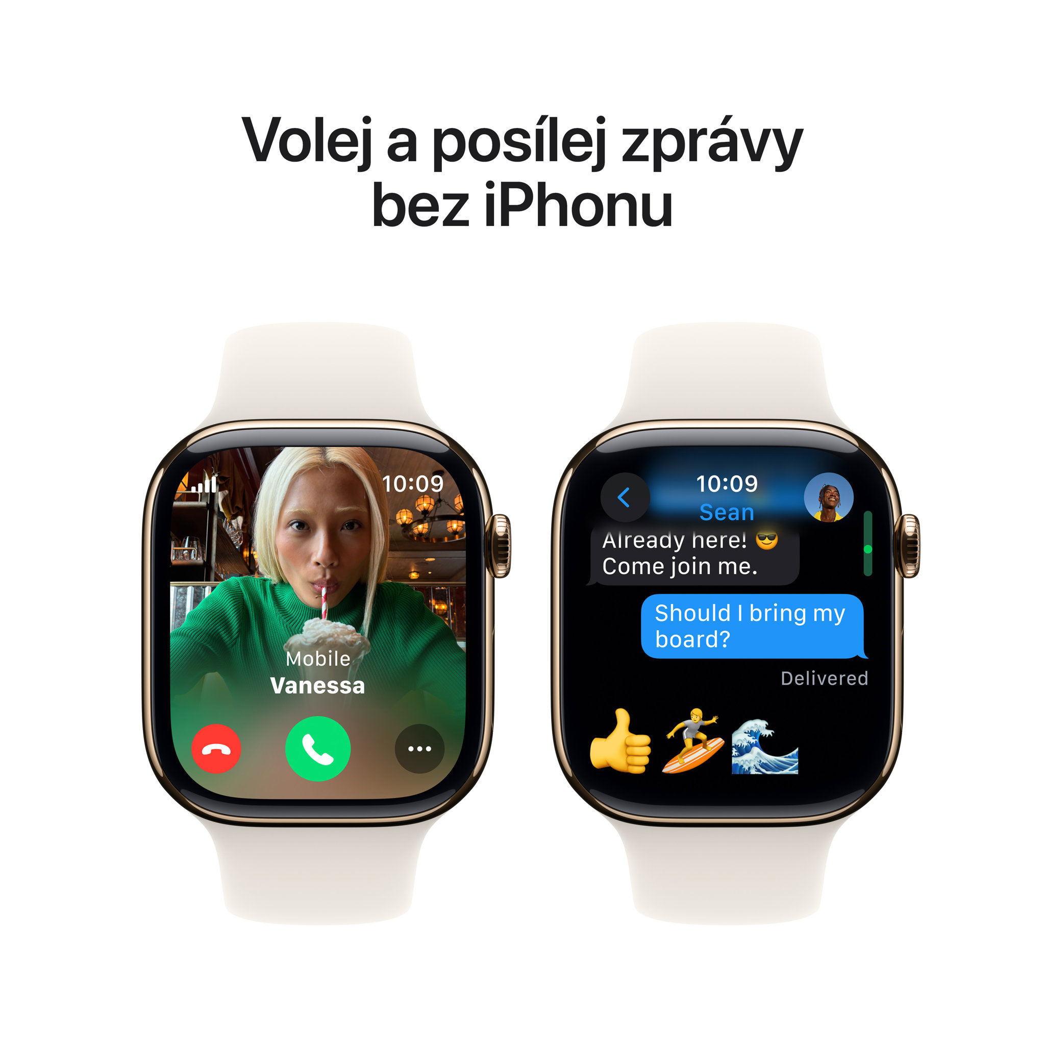 Obrázek Apple Watch Series 10 GPS + Cellular 42mm Zlatý titan s hvězdně bílým sportovním řemínkem - S/M