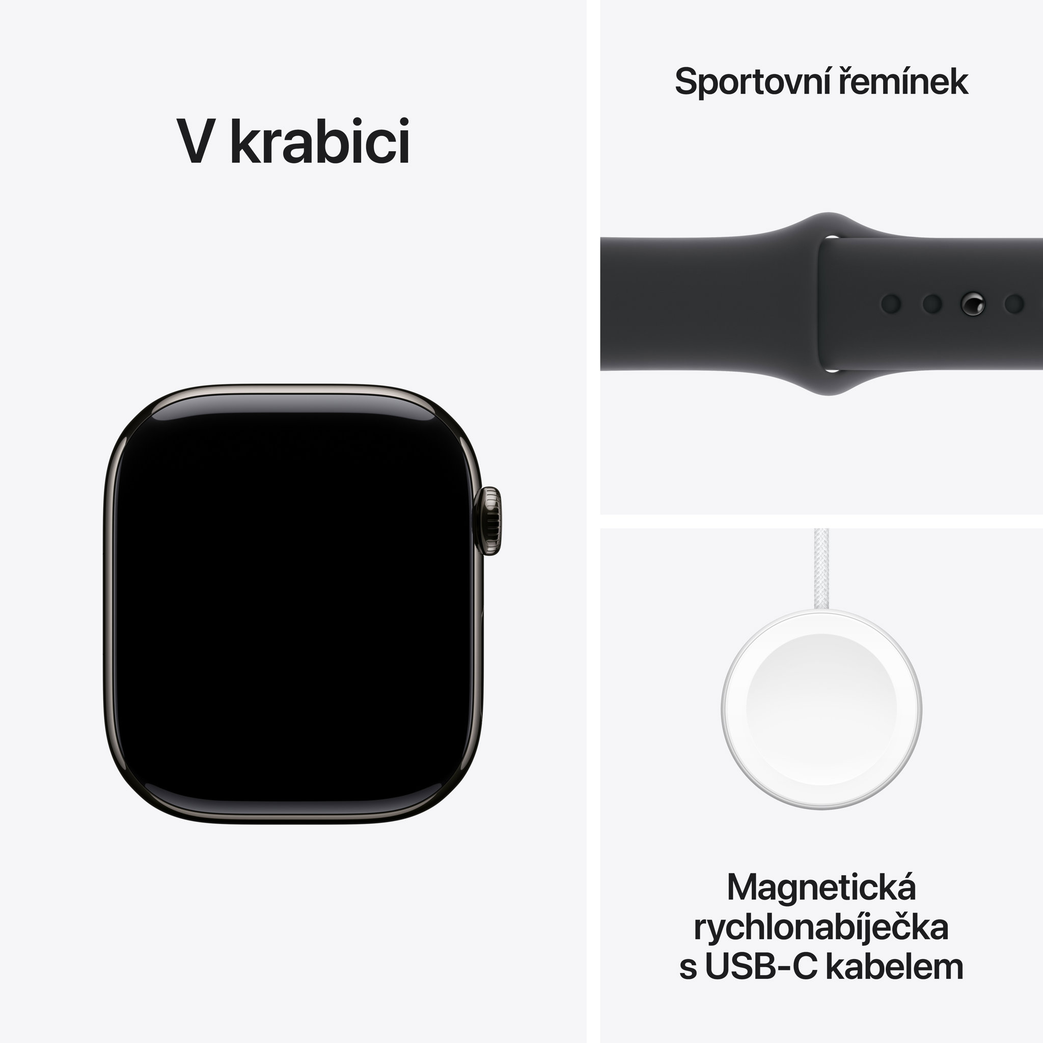 Obrázek Apple Watch Series 10 GPS + Cellular 46mm Břidlicově šedý titan s černým sportovním řemínkem - S/M