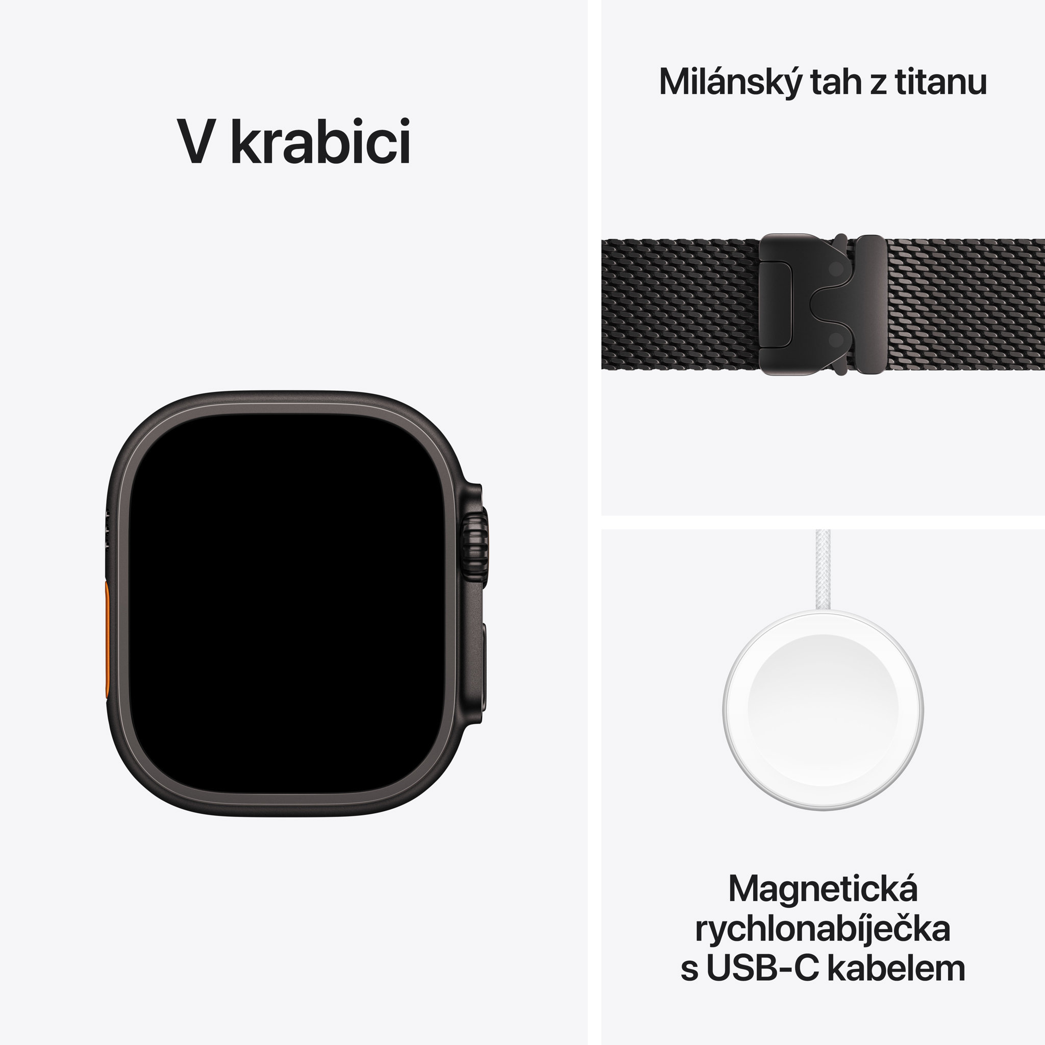 Obrázek Apple Watch Ultra 2 GPS + Cellular 49mm Černý titan s černým titanovým milánským tahem - M