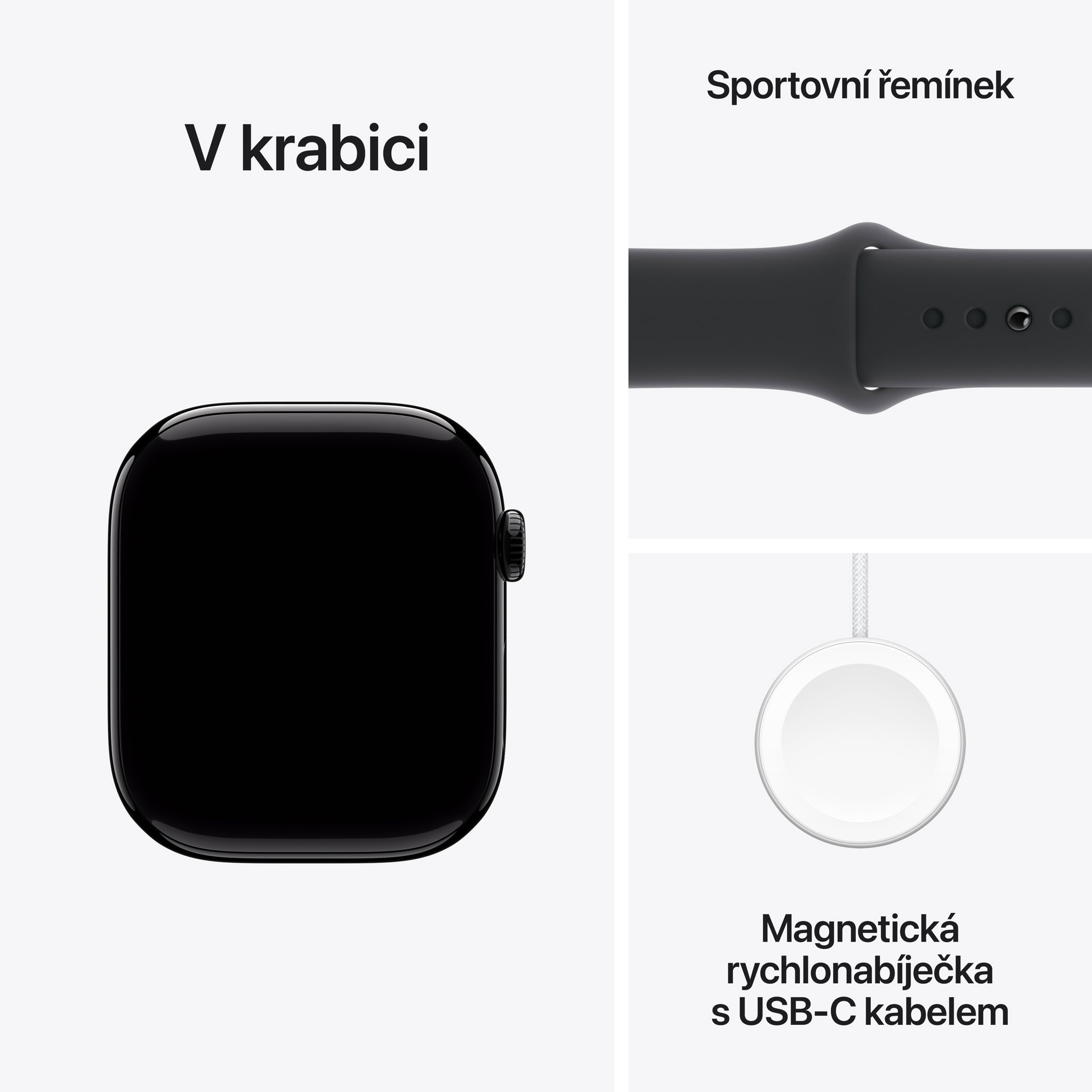 Obrázek Apple Watch Series 10 GPS + Cellular 46mm Klavírně černý hliník s černým sportovním řemínkem - S/M