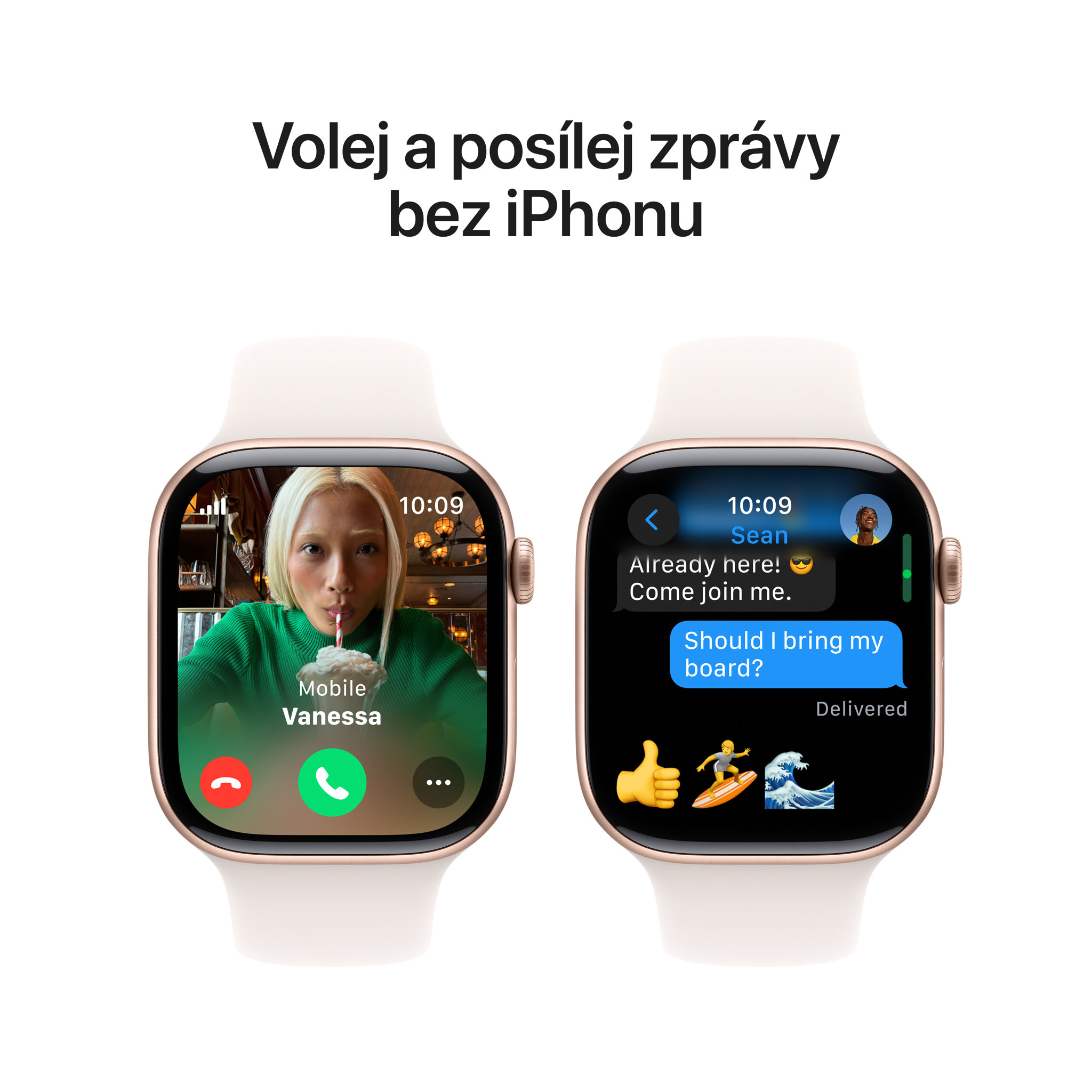 Obrázek Apple Watch Series 10 GPS + Cellular 46mm Růžově zlatý hliník se světle ruměným sportovním řemínkem - S/M