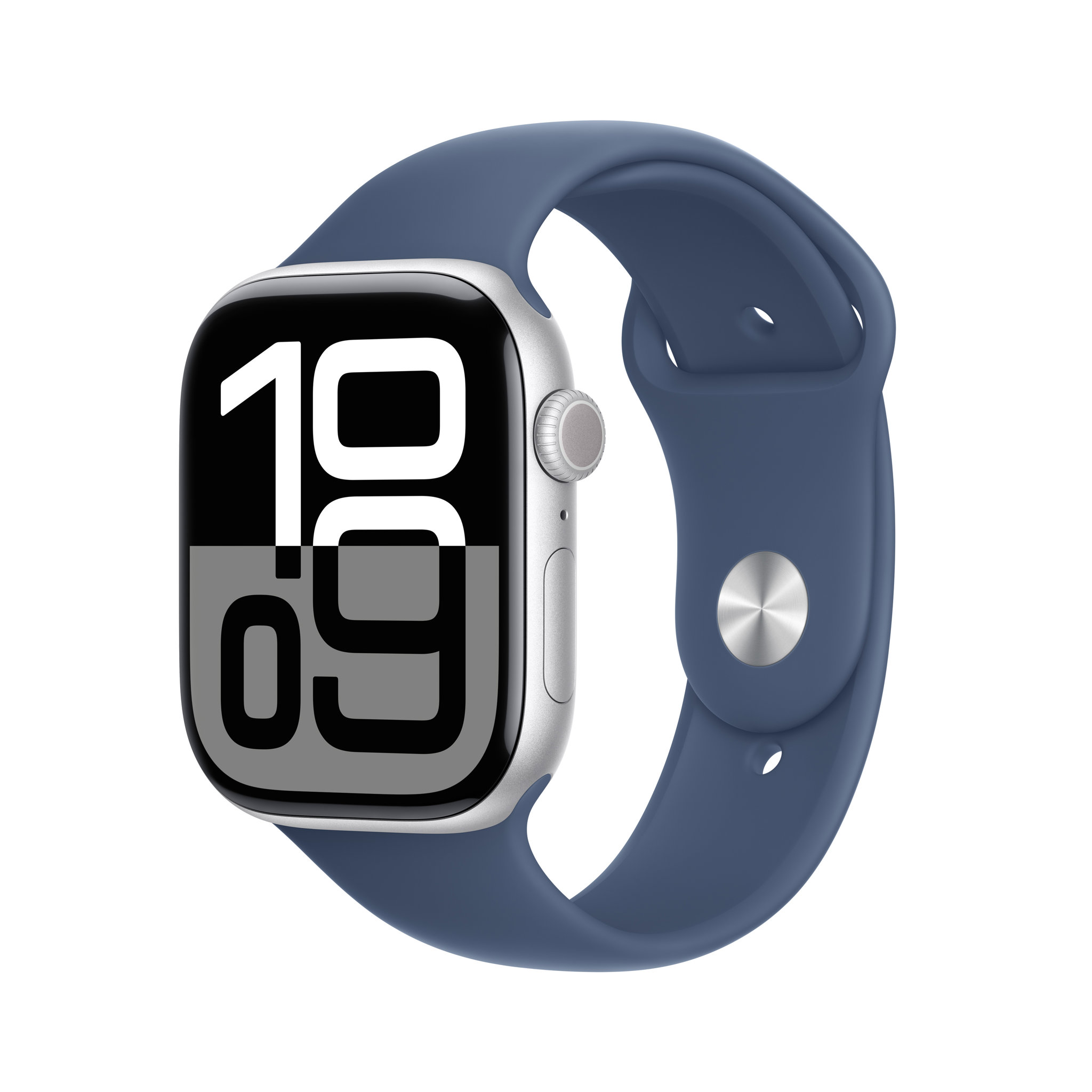 Obrázek Apple Watch Series 10 GPS + Cellular 46mm Stříbrný hliník s denimovým sportovním řemínkem - S/M