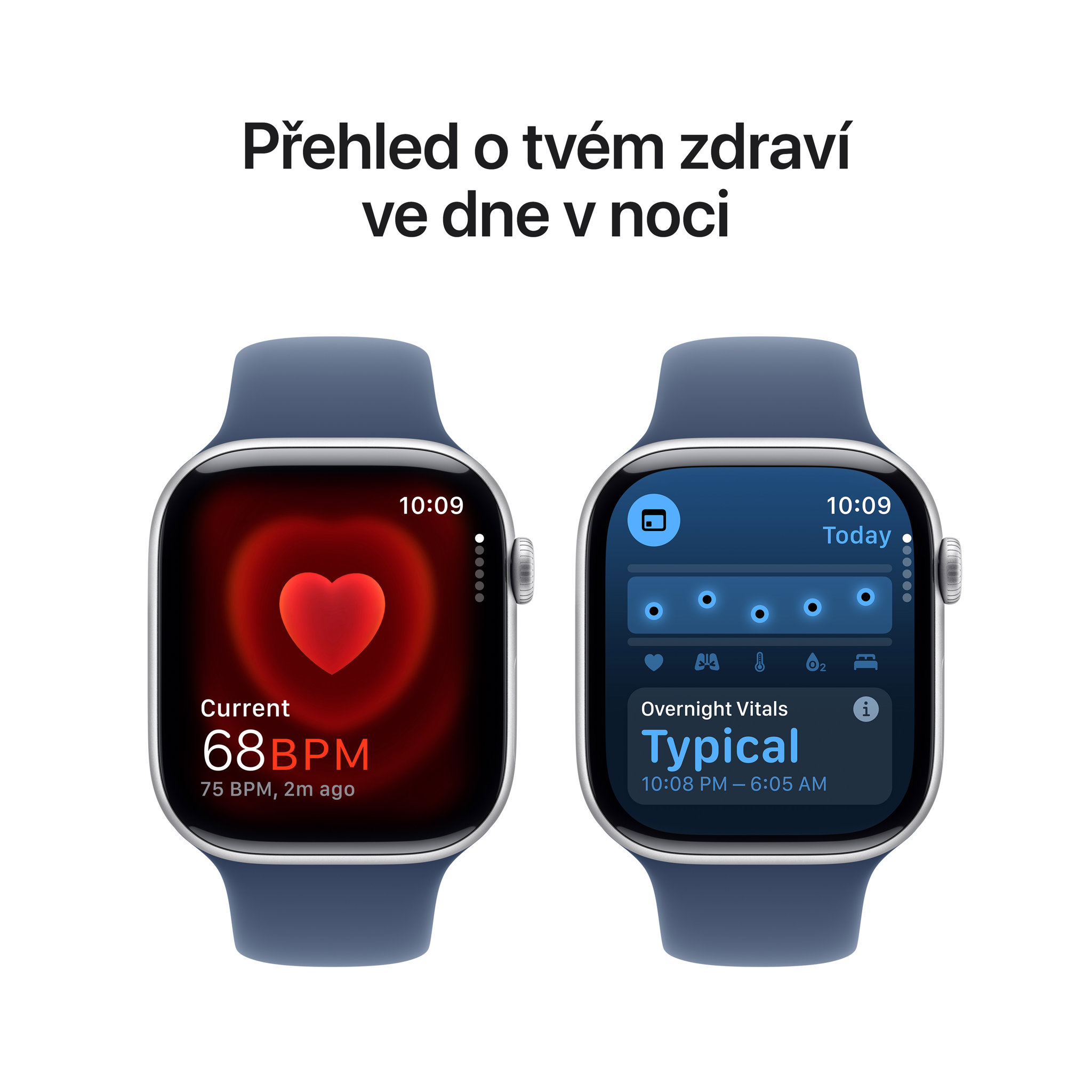 Obrázek Apple Watch Series 10 GPS + Cellular 46mm Stříbrný hliník s denimovým sportovním řemínkem - S/M