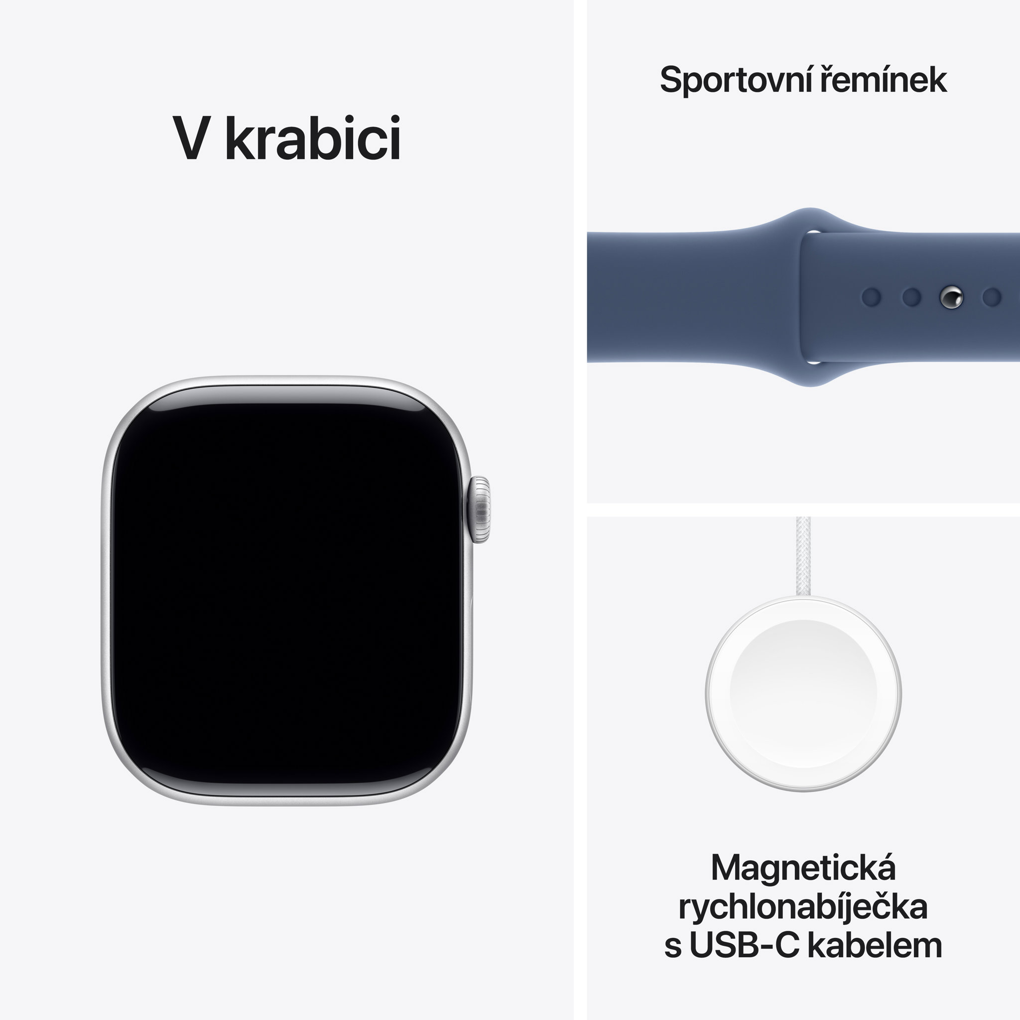 Obrázek Apple Watch Series 10 GPS + Cellular 46mm Stříbrný hliník s denimovým sportovním řemínkem - S/M