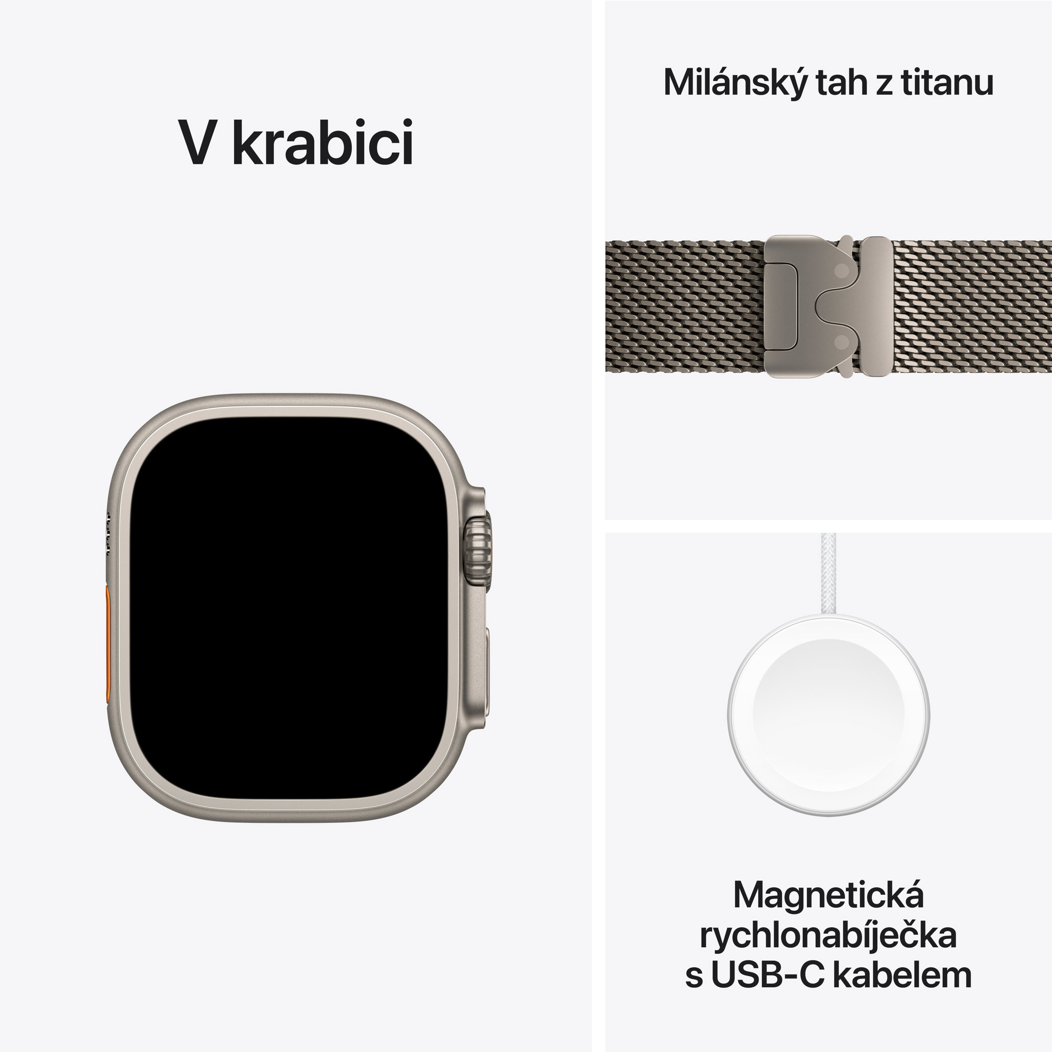 Obrázek Apple Watch Ultra 2 GPS + Cellular 49mm Přírodní titan s přírodním titanovým milánským tahem - M