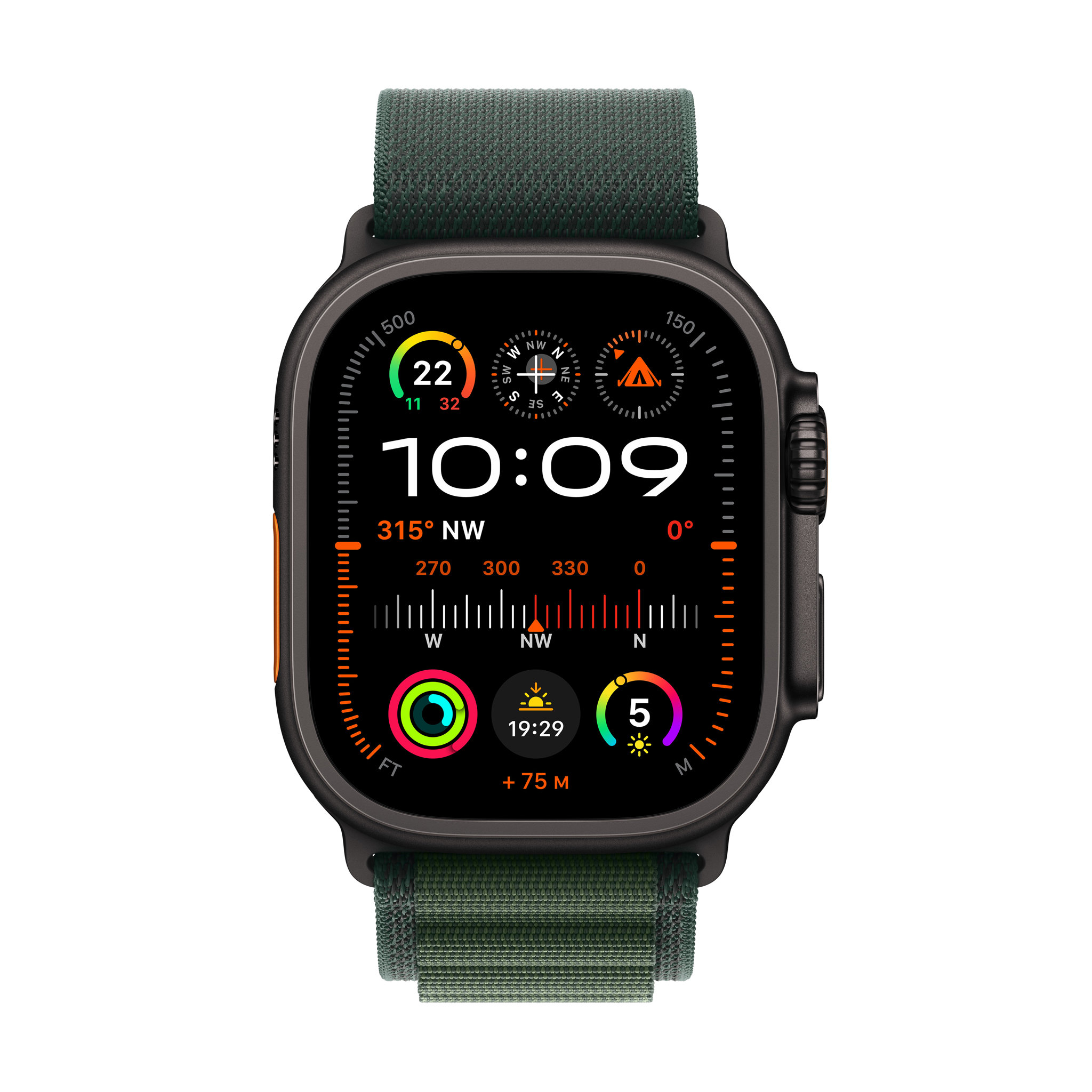 Obrázek Apple Watch Ultra 2 GPS + Cellular 49mm Černý titan s tmavě zeleným alpským tahem - M