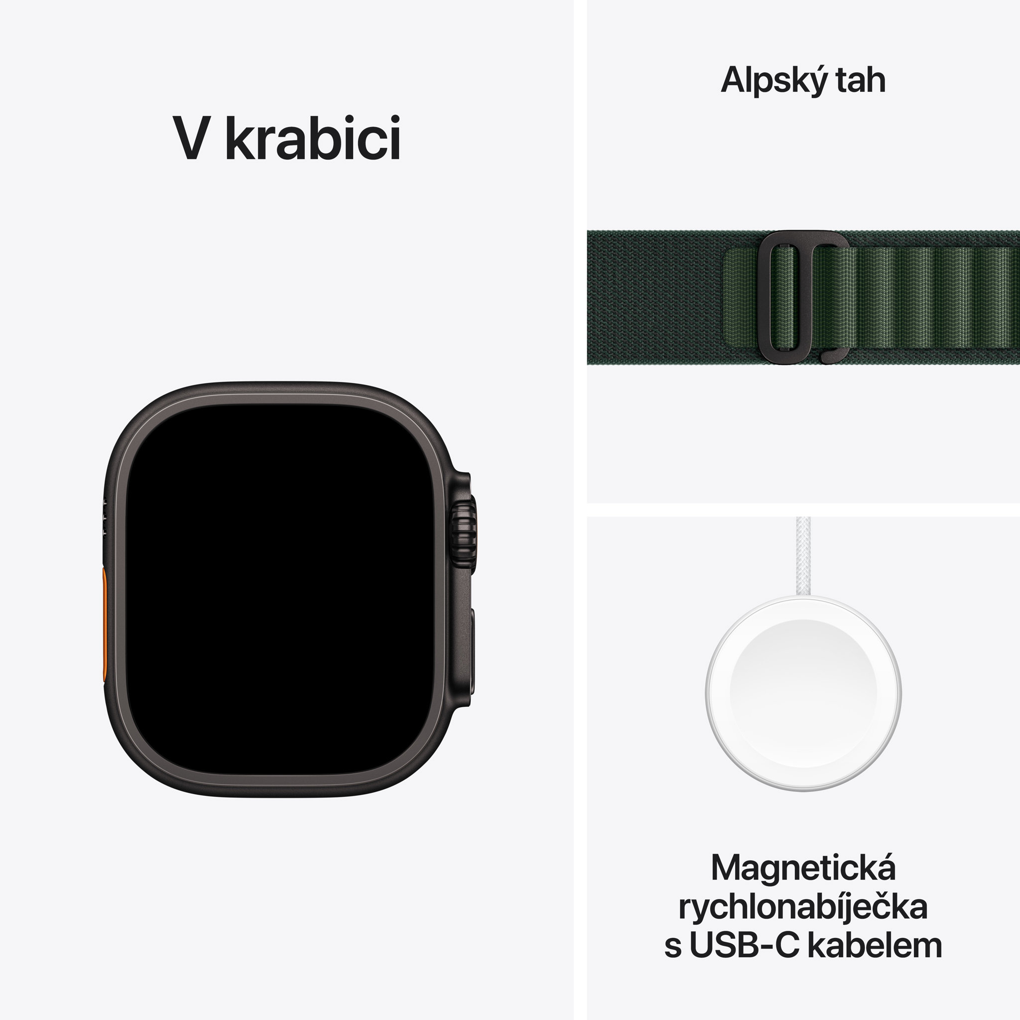 Obrázek Apple Watch Ultra 2 GPS + Cellular 49mm Černý titan s tmavě zeleným alpským tahem - M