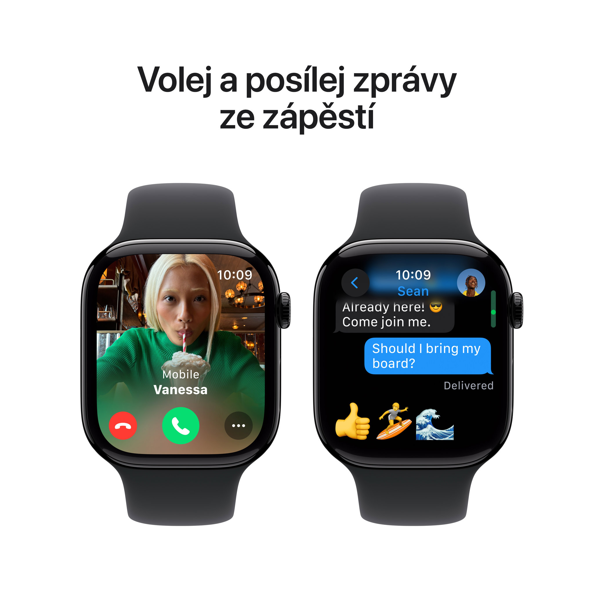 Obrázek Apple Watch Series 10 GPS 46mm Klavírně černý hliník s černým sportovním řemínkem - S/M