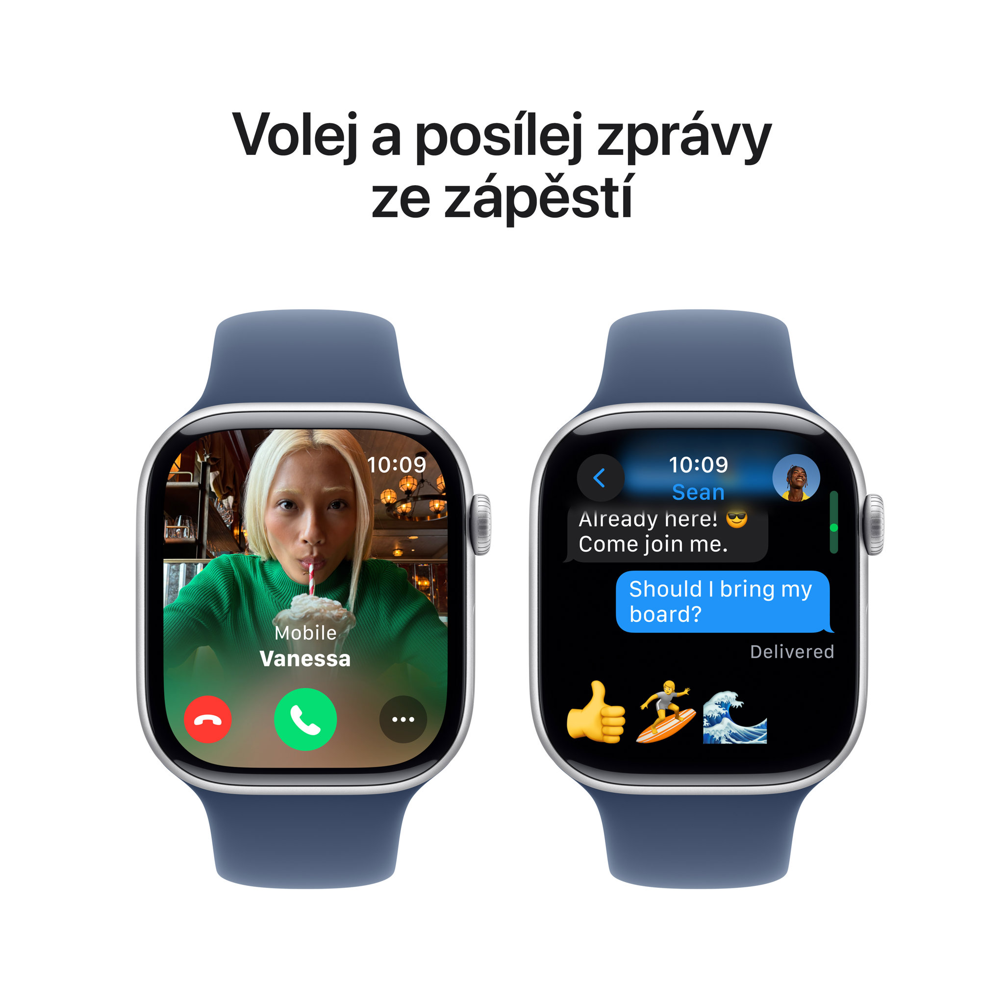 Obrázek Apple Watch Series 10 GPS 46mm Stříbrný hliník s denimovým sportovním řemínkem - M/L