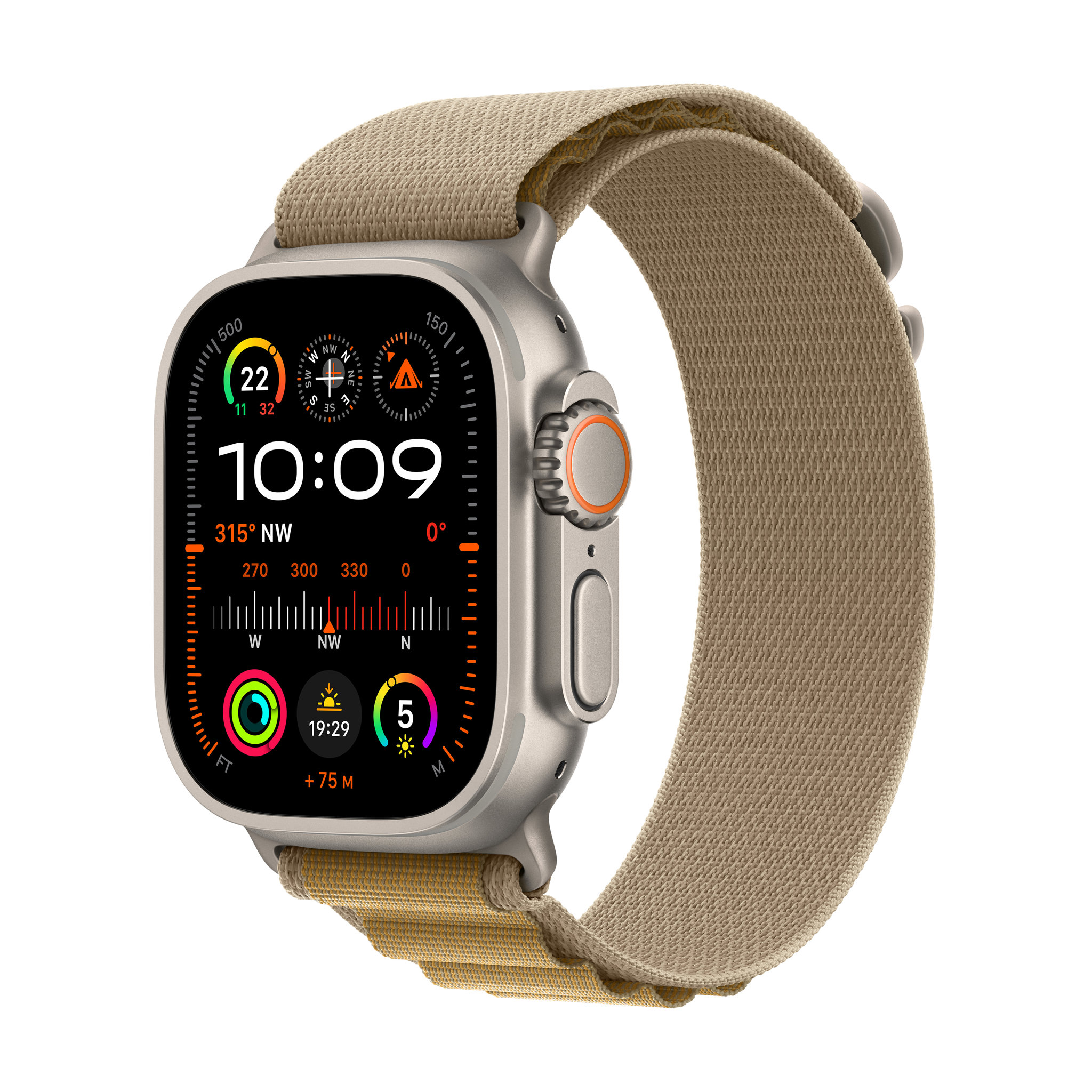 Obrázek Apple Watch Ultra 2 GPS + Cellular 49mm Přírodní titan s žlutohnědým alpským tahem - S