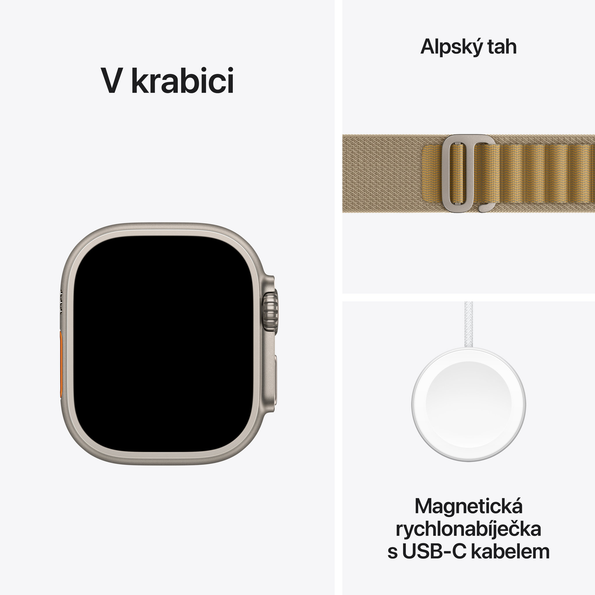 Obrázek Apple Watch Ultra 2 GPS + Cellular 49mm Přírodní titan s žlutohnědým alpským tahem - S