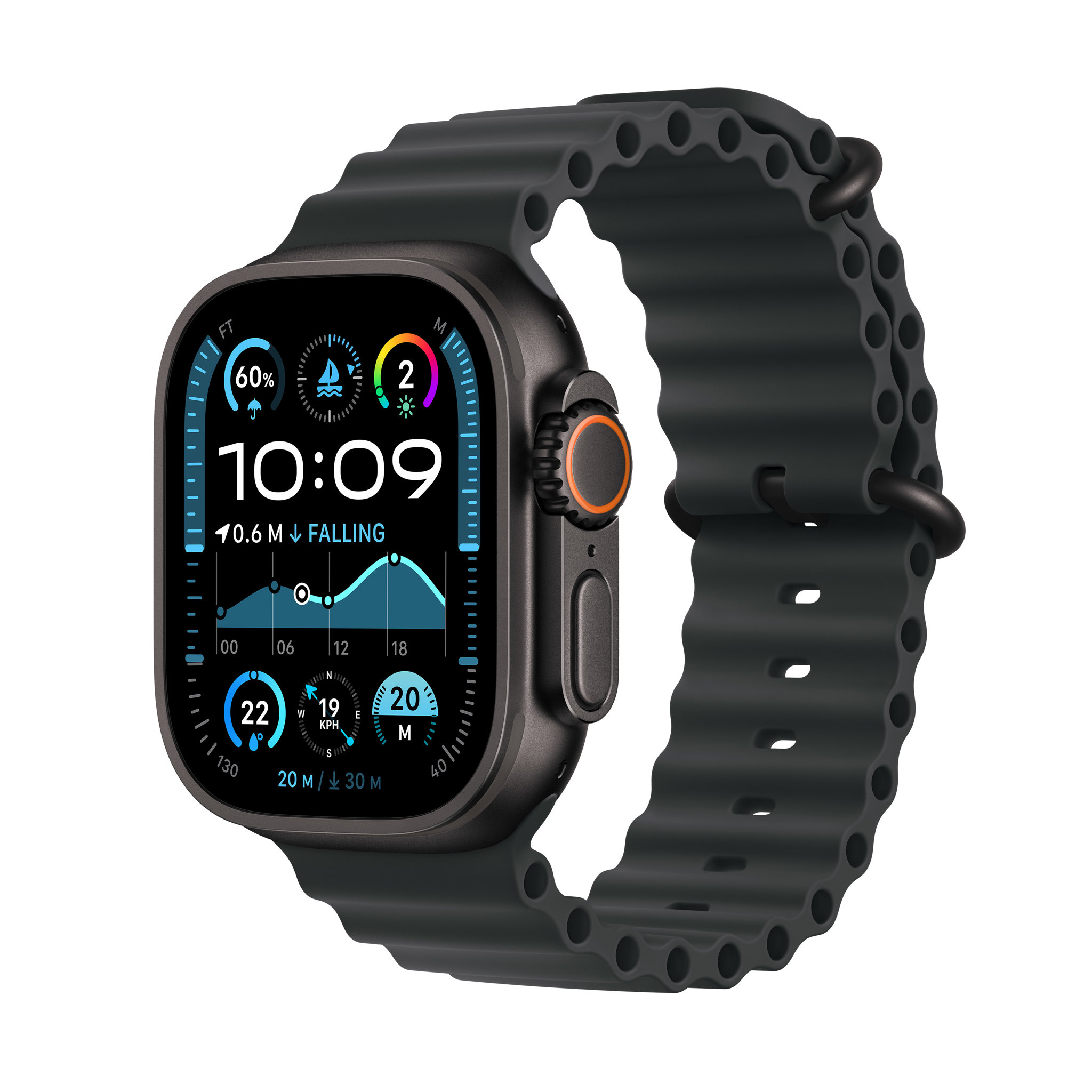 Obrázek Apple Watch Ultra 2 GPS + Cellular 49mm Černý titan s černým oceánským řemínkem