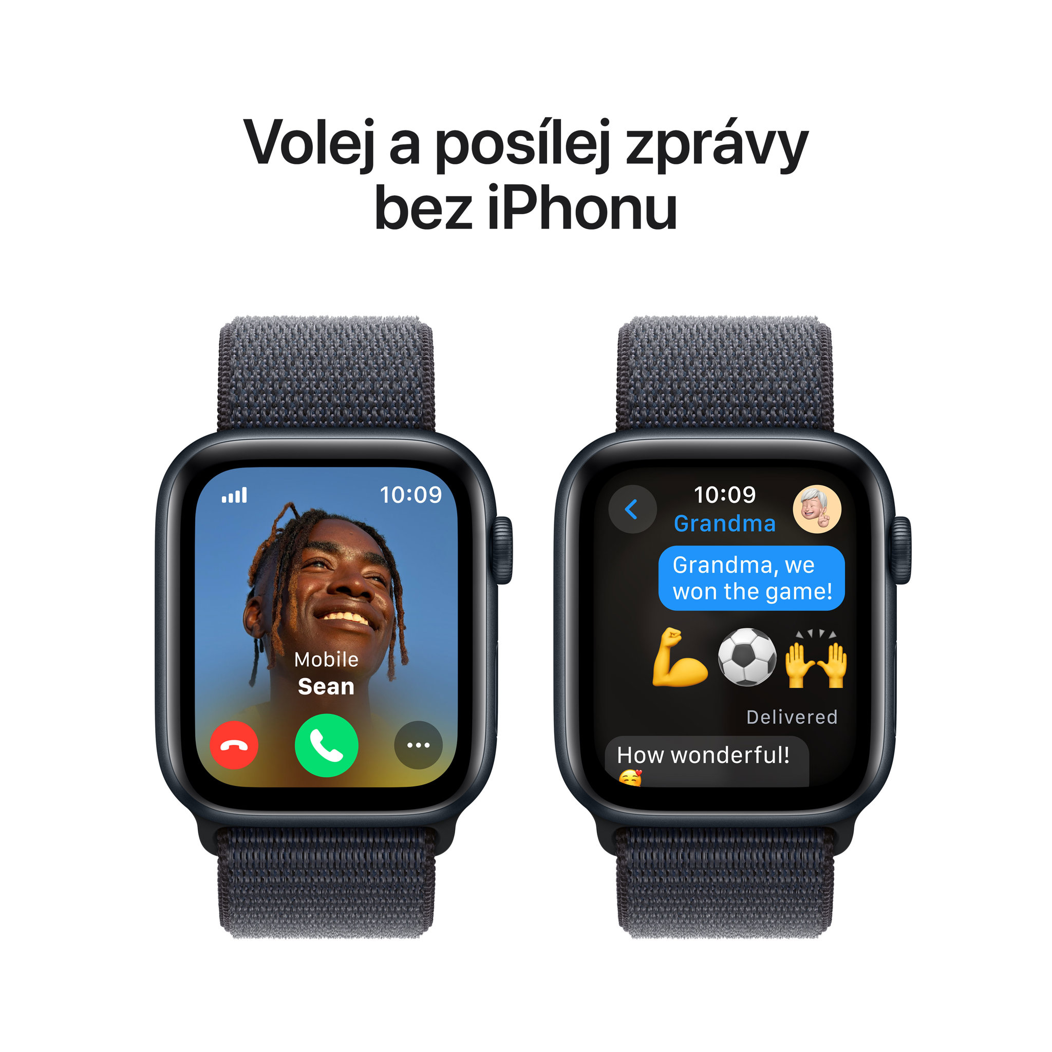 Obrázek Apple Watch SE GPS + Cellular 44mm Temně inkoustový hliník s inkoustově fialovým provlékacím sportovním řemínkem