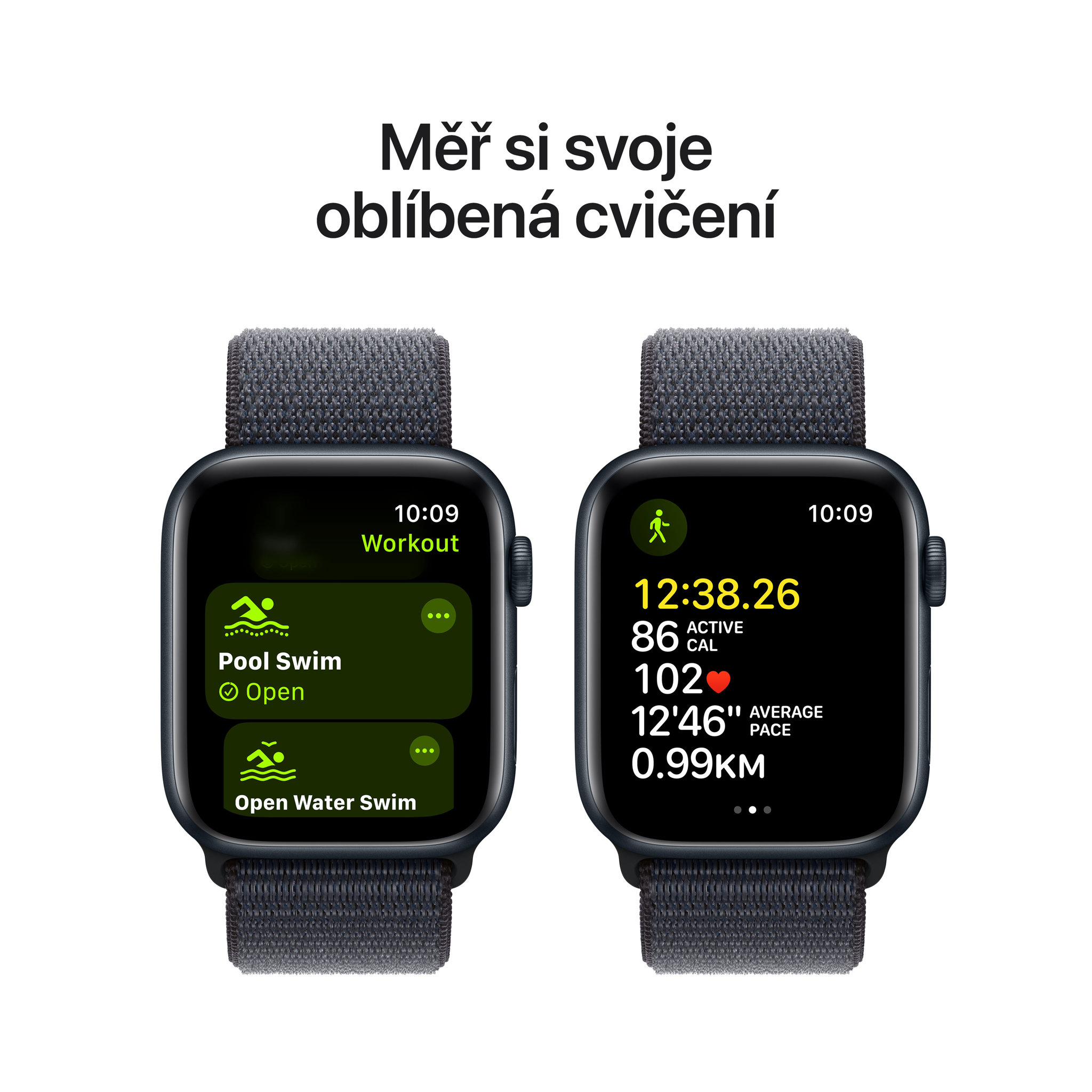 Obrázek Apple Watch SE GPS + Cellular 44mm Temně inkoustový hliník s inkoustově fialovým provlékacím sportovním řemínkem