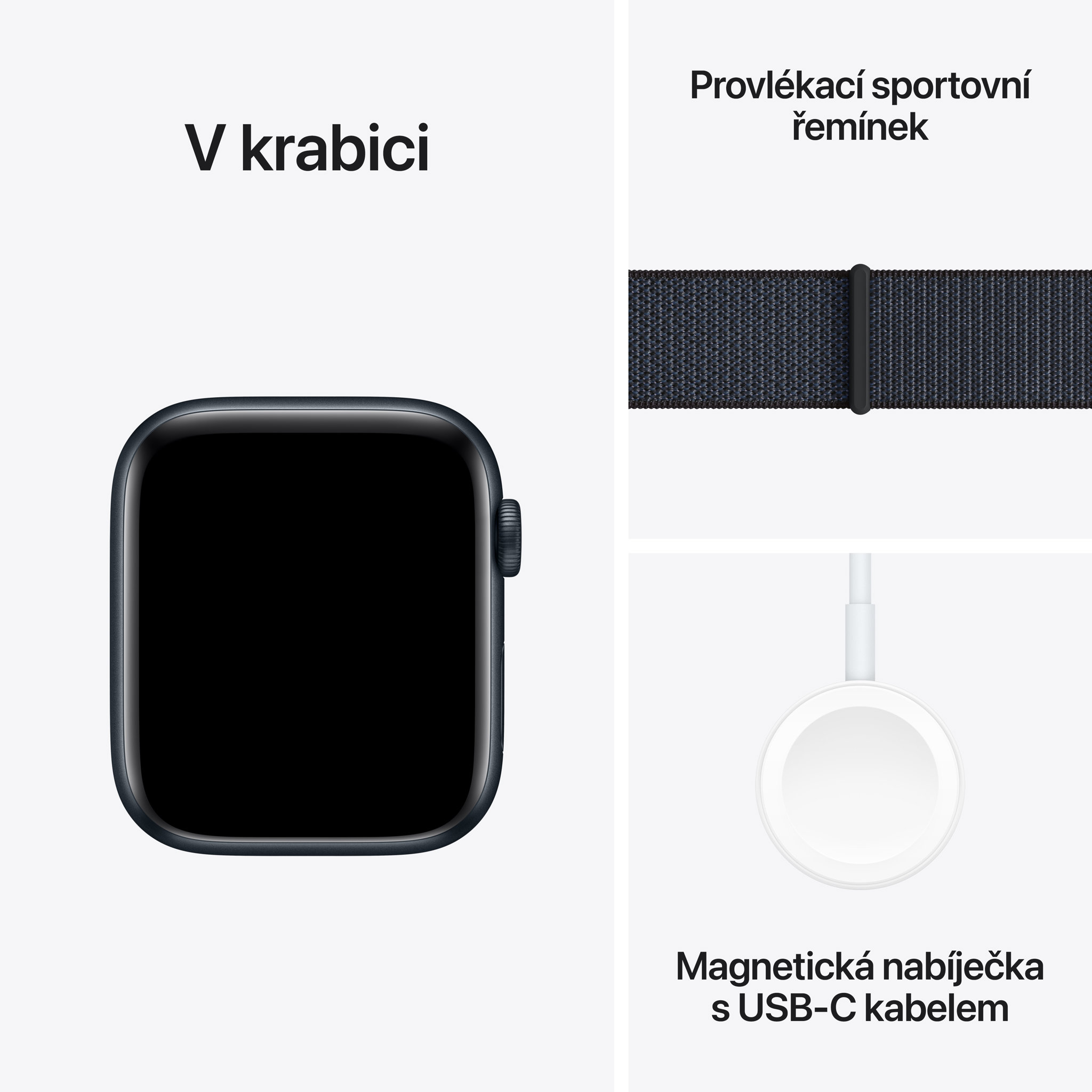 Obrázek Apple Watch SE GPS + Cellular 44mm Temně inkoustový hliník s inkoustově fialovým provlékacím sportovním řemínkem