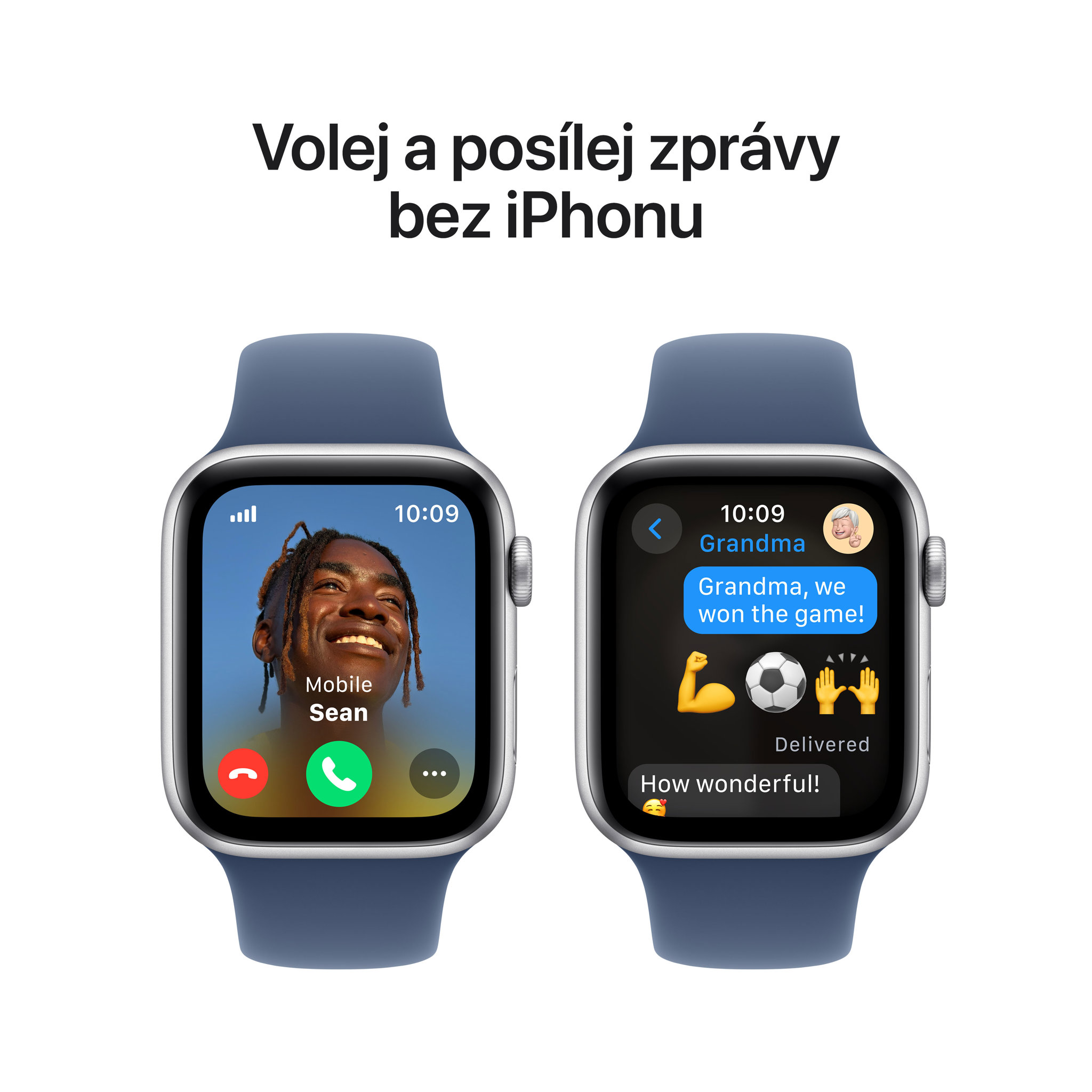 Obrázek Apple Watch SE GPS + Cellular 40mm Stříbrný hliník s denimovým sportovním řemínkem - S/M