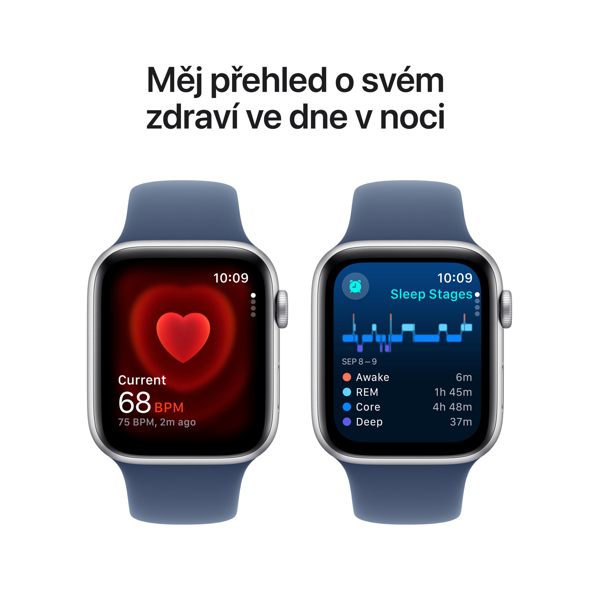 Obrázek Apple Watch SE GPS + Cellular 40mm Stříbrný hliník s denimovým sportovním řemínkem - S/M