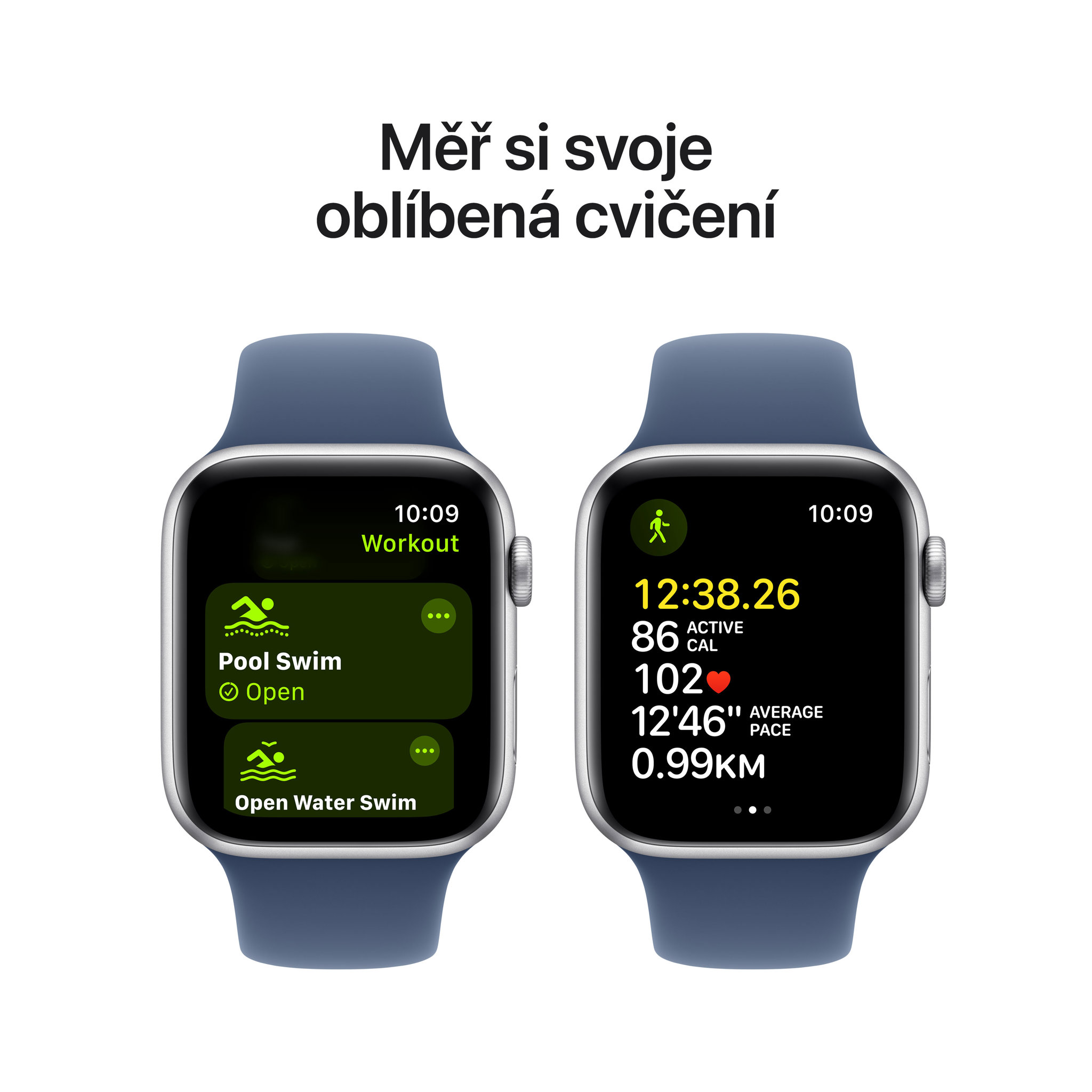 Obrázek Apple Watch SE GPS + Cellular 40mm Stříbrný hliník s denimovým sportovním řemínkem - S/M