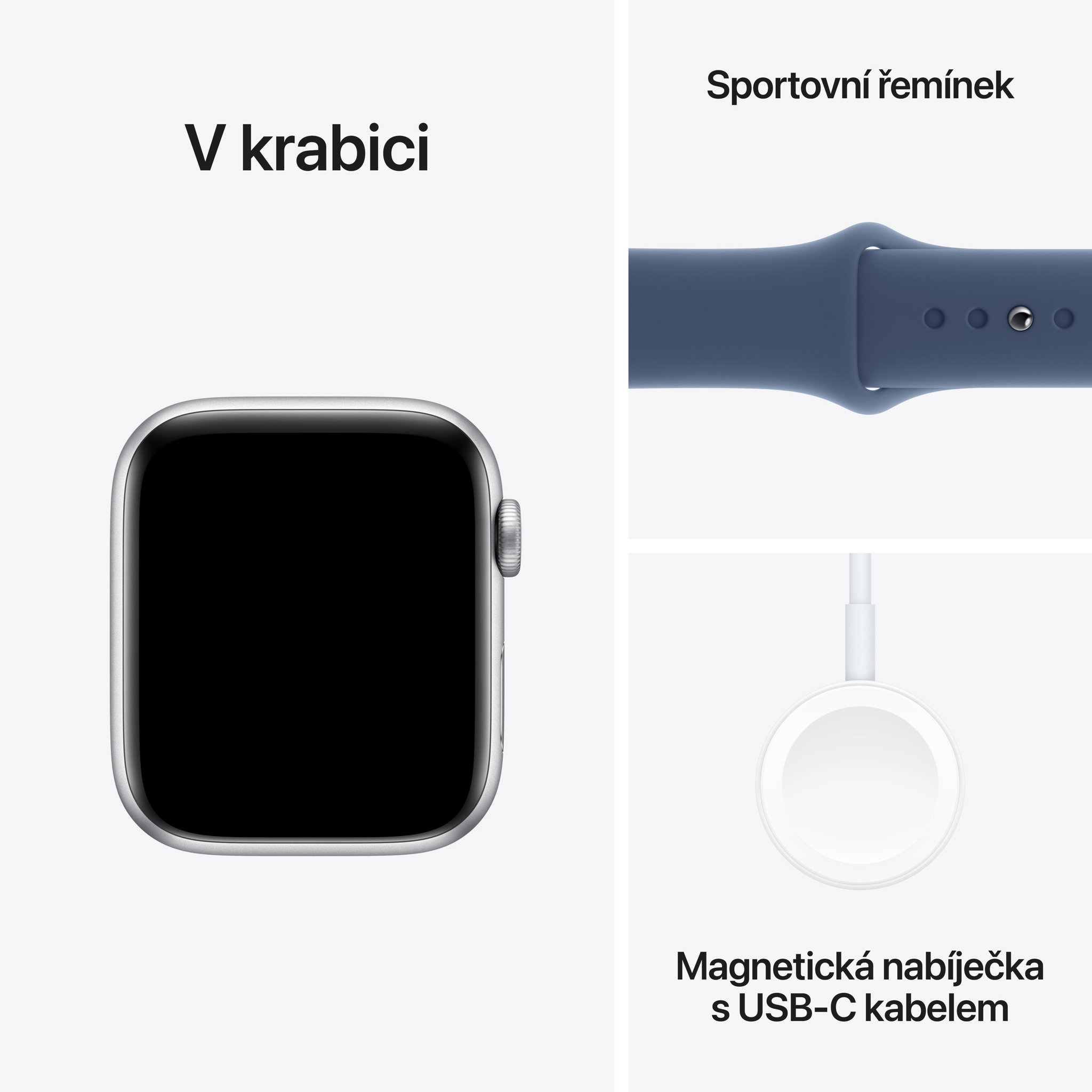 Obrázek Apple Watch SE GPS + Cellular 40mm Stříbrný hliník s denimovým sportovním řemínkem - S/M