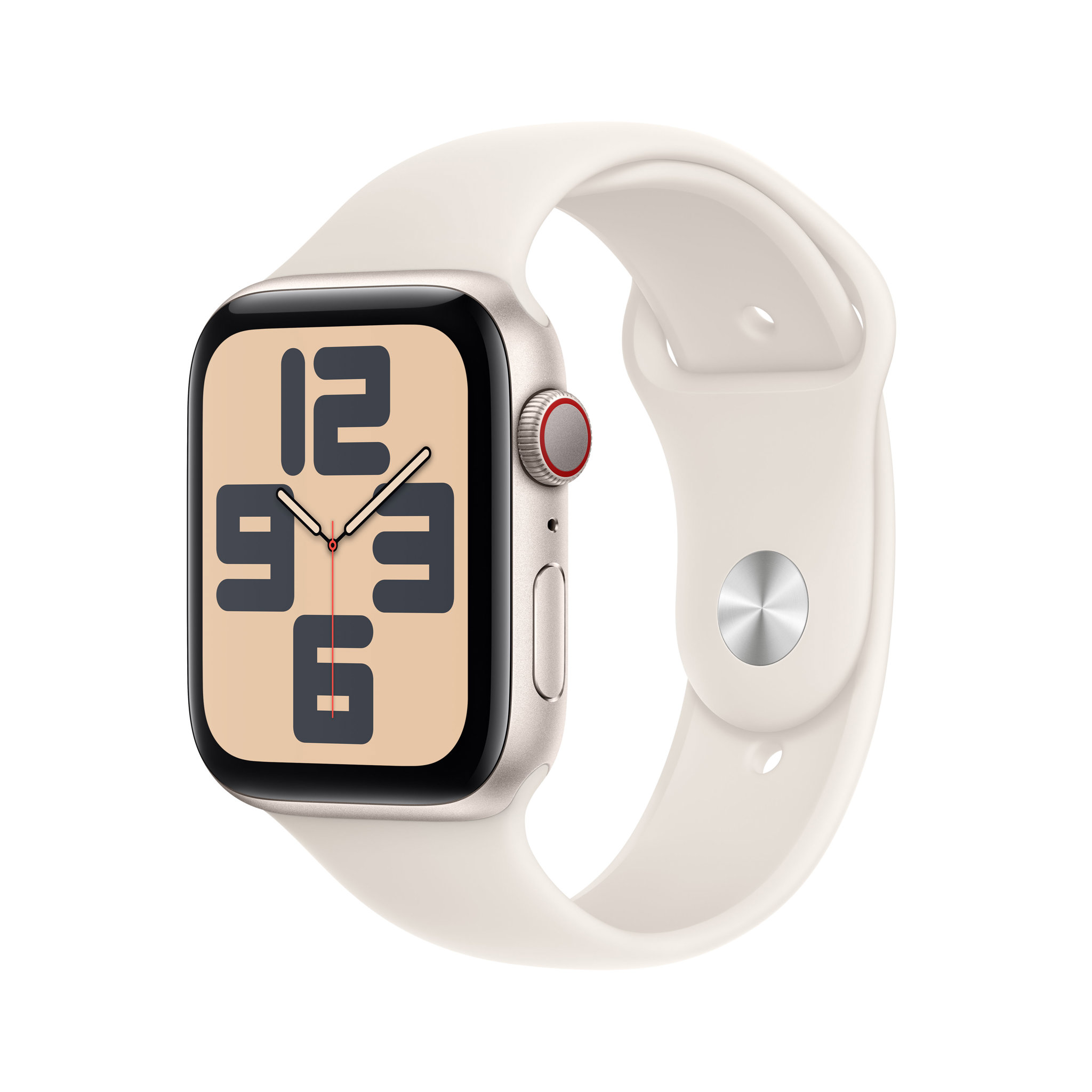 Obrázek Apple Watch SE GPS + Cellular 44mm Hvězdně bílý hliník s hvězdně bílým sportovním řemínkem - M/L