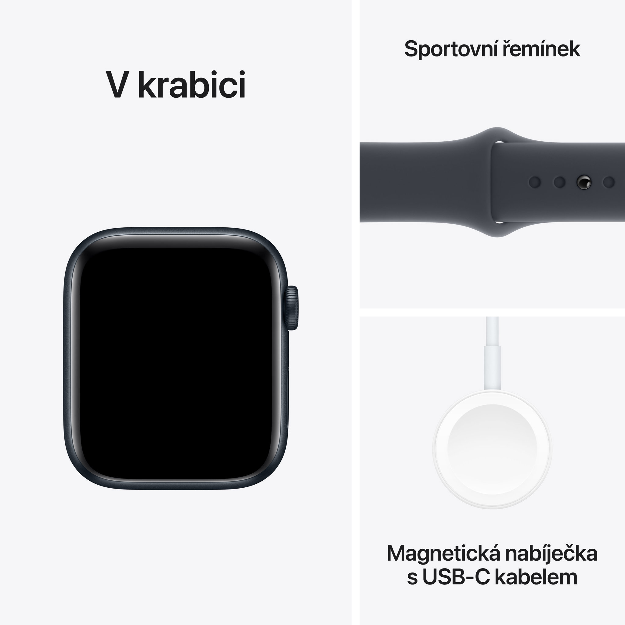 Obrázek Apple Watch SE GPS 40mm Temně inkoustový hliník s temně inkoustovým sportovním řemínkem - S/M