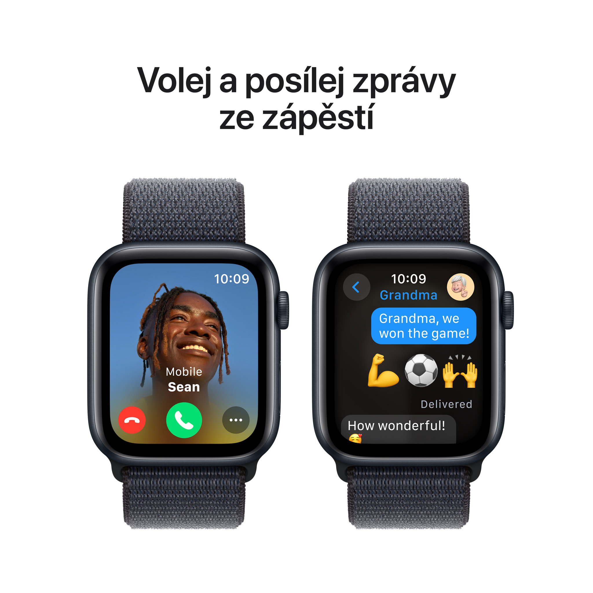 Obrázek Apple Watch SE GPS 44mm Temně inkoustový hliník s inkoustově fialovým provlékacím sportovním řemínkem