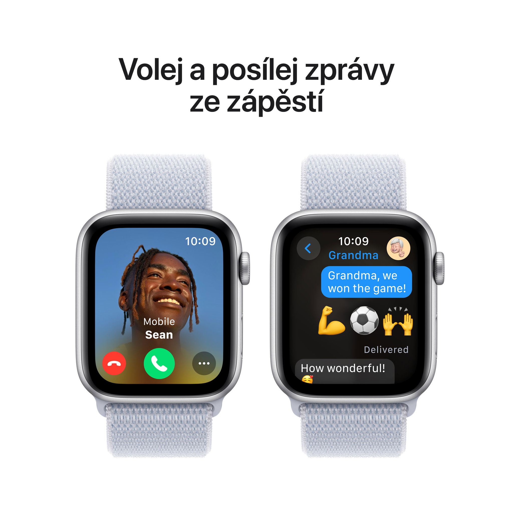 Obrázek Apple Watch SE GPS 40mm Stříbrný hliník s oblačně modrým provlékacím sportovním řemínkem