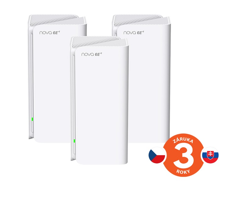 Tenda Nova MX21 Pro (3-pack) WiFi6E AXE5700 Mesh Gigabit system, 9x GLAN/GWAN, WPA3, VPN, CZ app