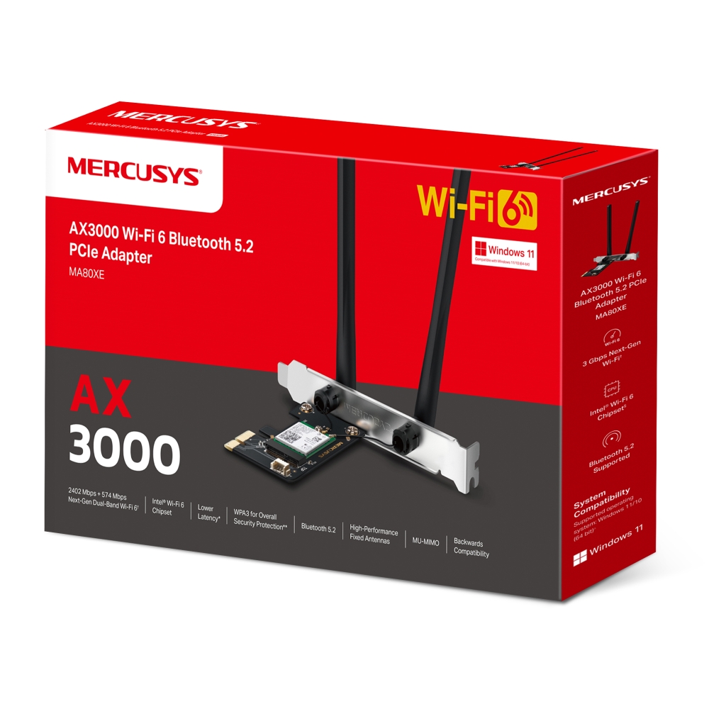 Obrázek Mercusys MA80XE AX3000 WiFi6 BT PCIe Adapter