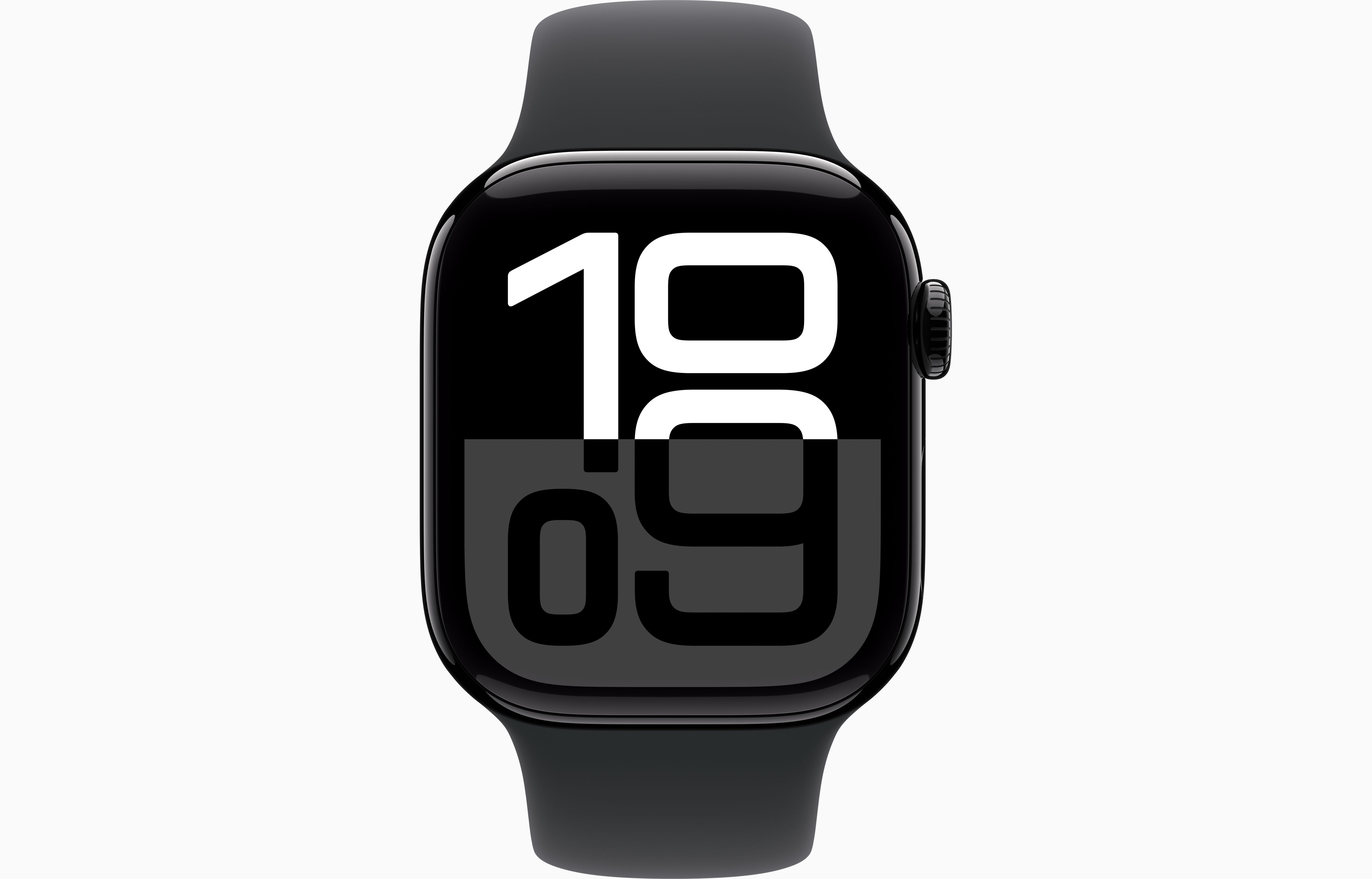 Obrázek Apple Watch Series 10 GPS 42mm Klavírně černý hliník s černým sportovním řemínkem - M/L