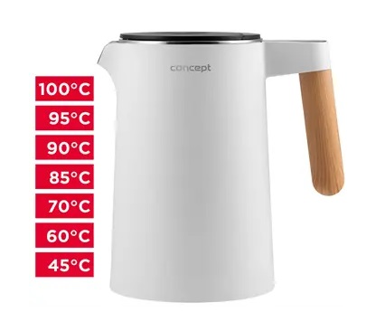 Concept RK3300 Rychlovarn  konvice s regulací teploty 1,5 l Salt & Pepper, bílá