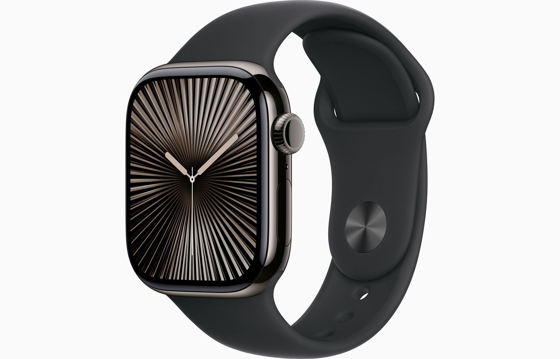 Apple Watch Series 10 GPS + Cellular 42mm Břidlicově šedý titan s černým sportovním řemínkem - S/M