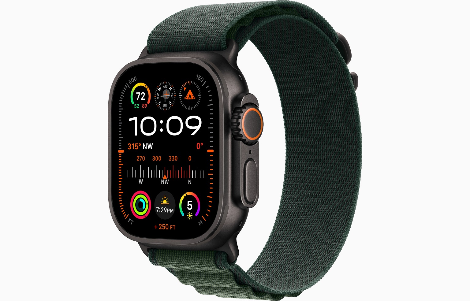 Apple Watch Ultra 2 GPS + Cellular 49mm Černý titan s tmavě zeleným alpským tahem - S