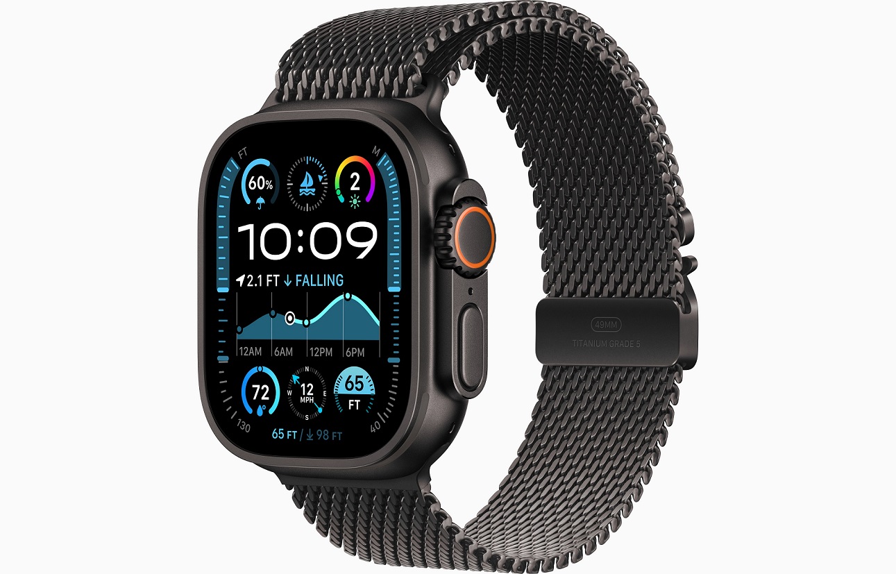 Apple Watch Ultra 2 GPS + Cellular 49mm Černý titan s černým titanovým milánským tahem - S