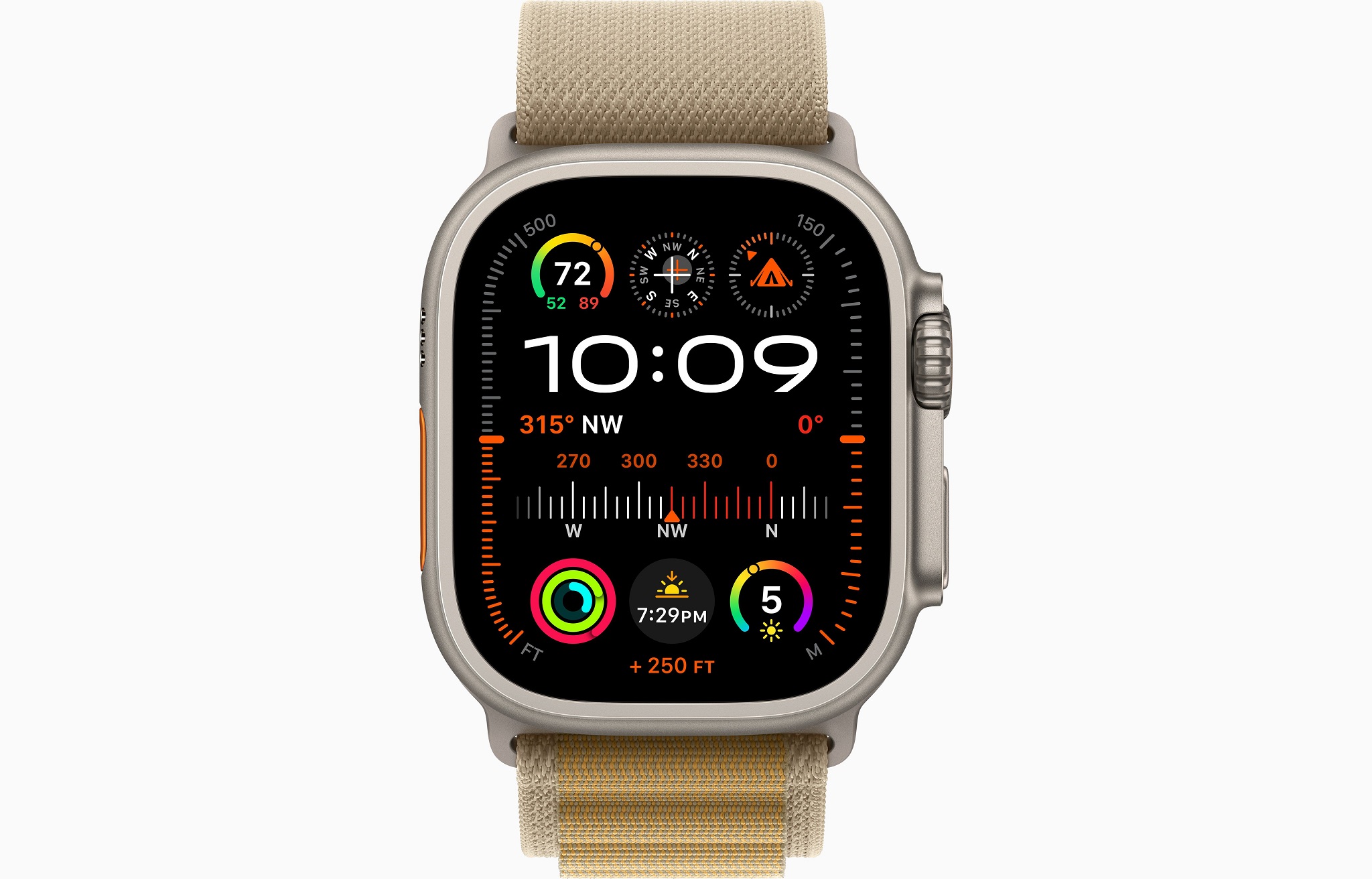 Obrázek Apple Watch Ultra 2 GPS + Cellular 49mm Přírodní titan s žlutohnědým alpským tahem - S