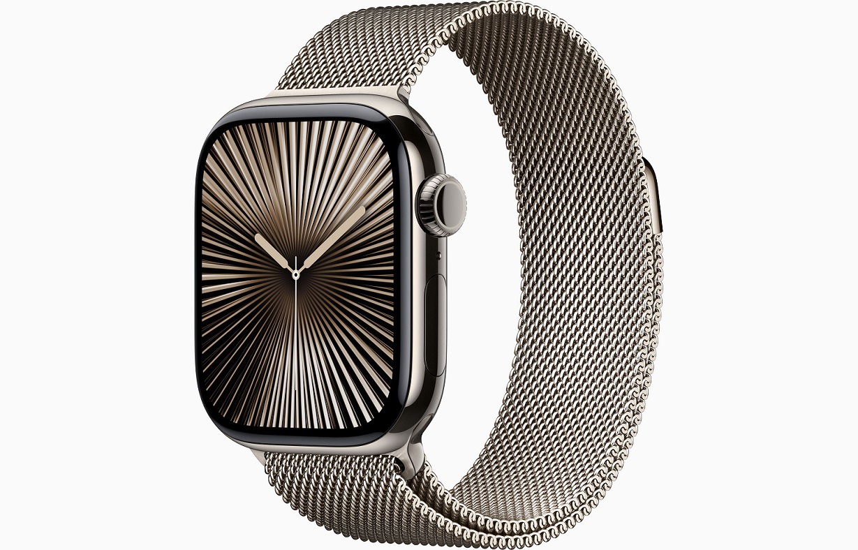 Apple Watch Series 10 GPS + Cellular 46mm Přírodní titan s přírodním milánským tahem - M/L