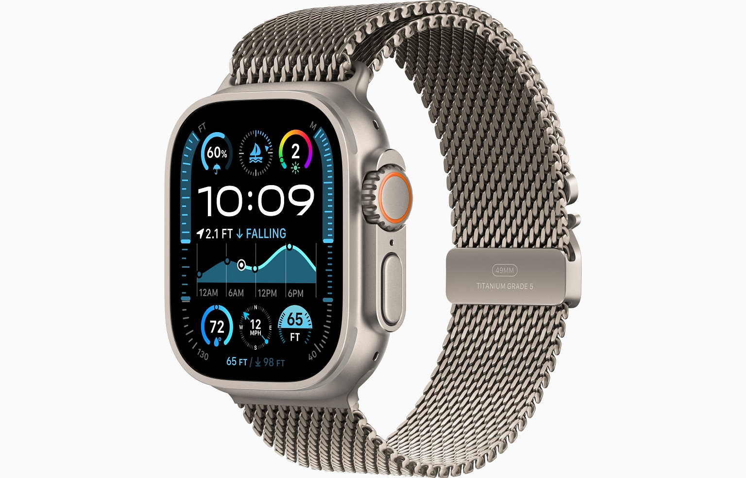 Apple Watch Ultra 2 GPS + Cellular 49mm Přírodní titan s přírodním titanovým milánským tahem - L