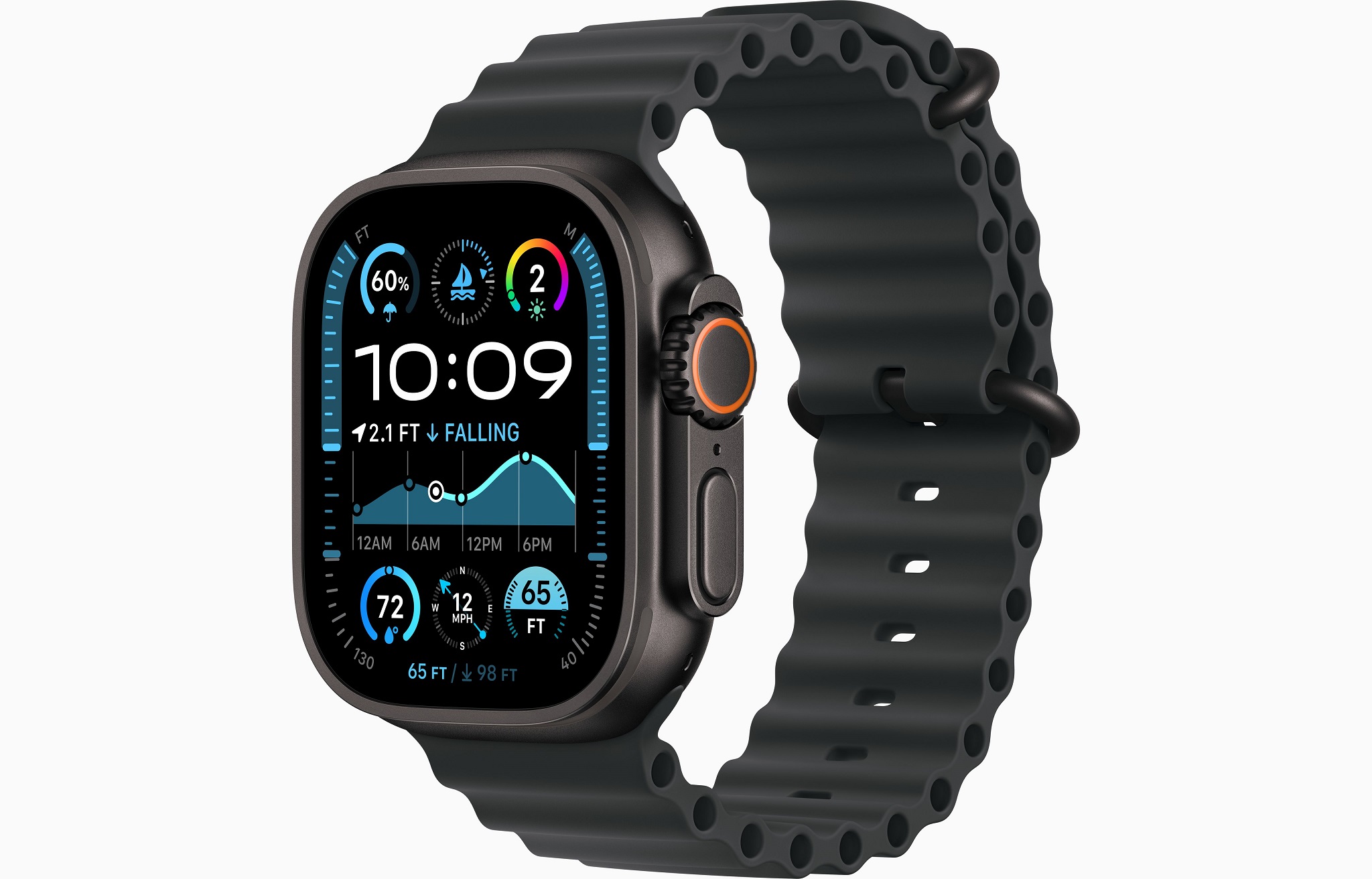 Apple Watch Ultra 2 GPS + Cellular 49mm Černý titan s černým oceánským řemínkem