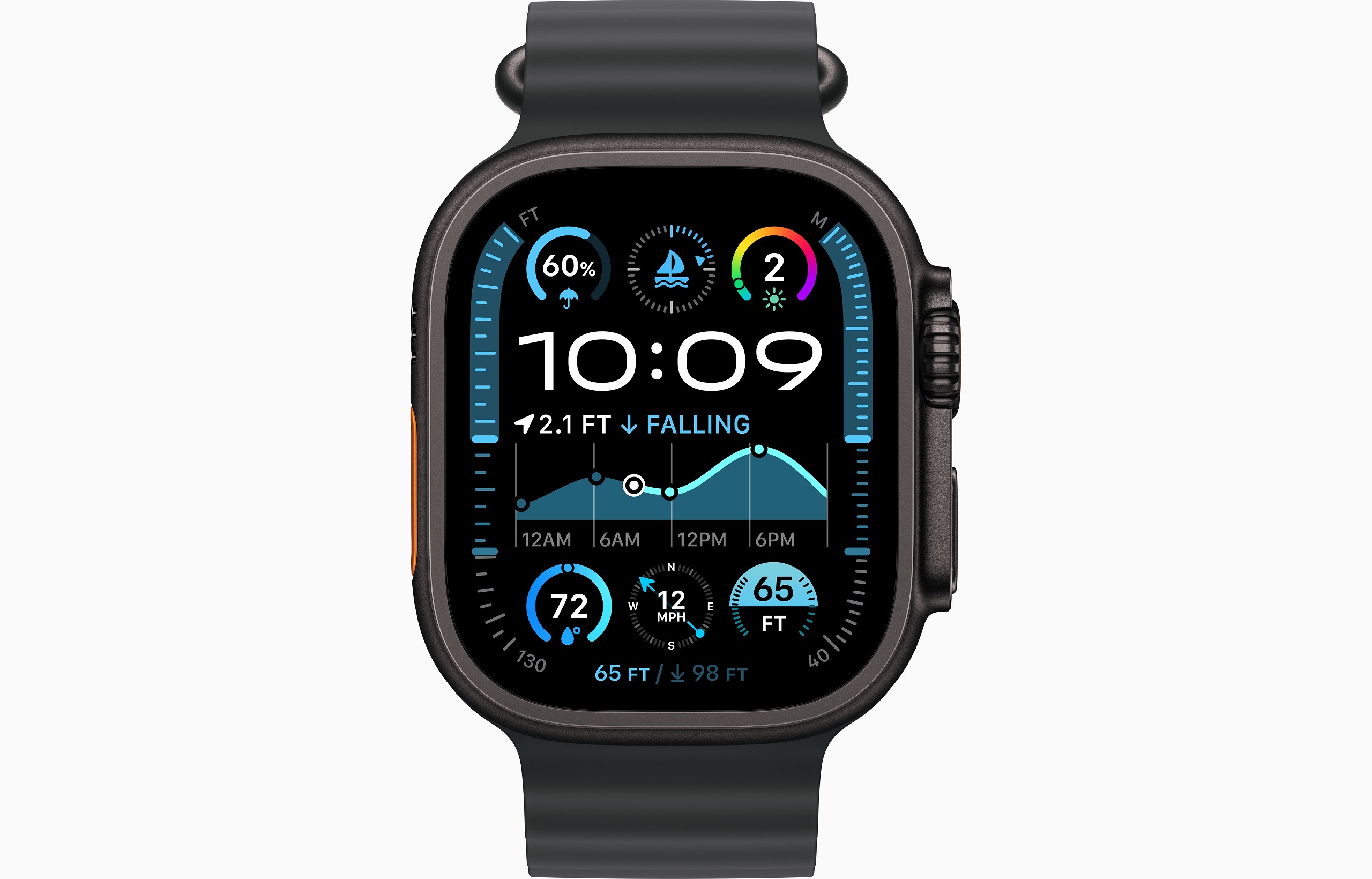 Obrázek Apple Watch Ultra 2 GPS + Cellular 49mm Černý titan s černým oceánským řemínkem