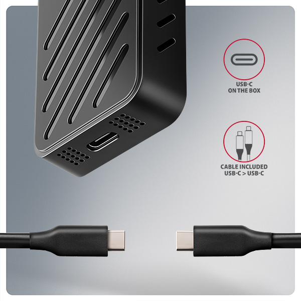 Obrázek AXAGON EEM2-20G, USB-C 20Gbps - M.2 NVMe SSD kovový ARMORED box