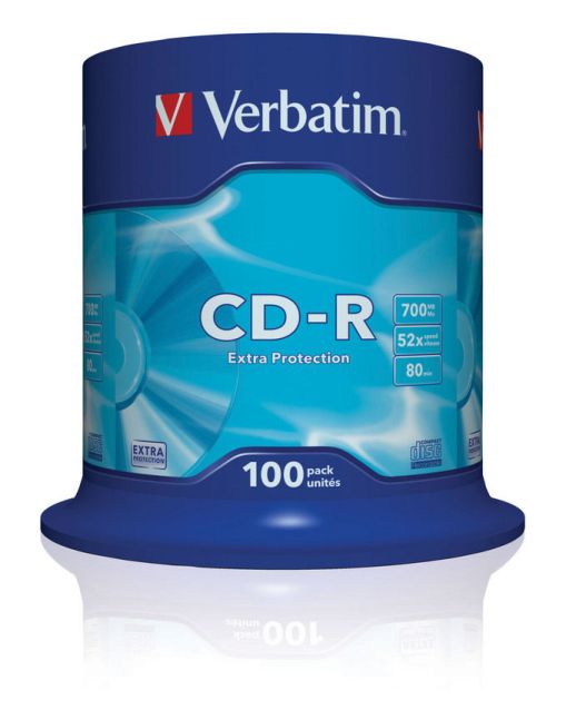 Obrázek VERBATIM CD-R(100-Pack)Spindl/ExtraProtect/52x/700